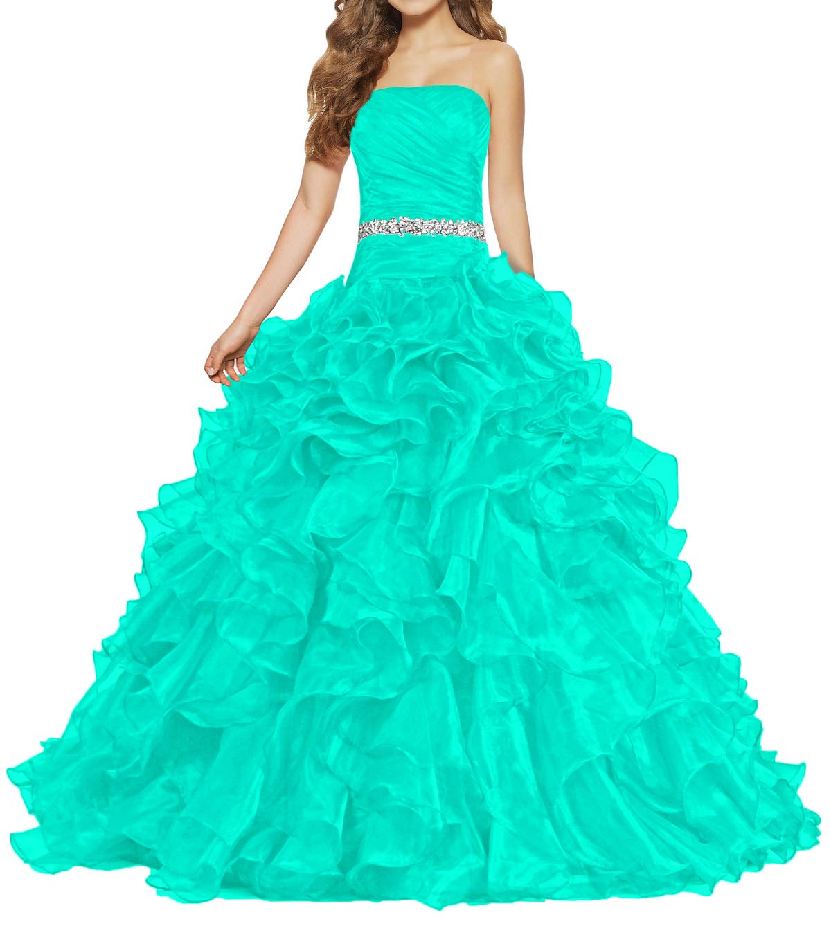 Elegant Quinceanera Ball Gown for Women - Ruffled Prom Dress with Floral Embroidery | Perfect for Sweet 16, Homecoming, and Formal Events