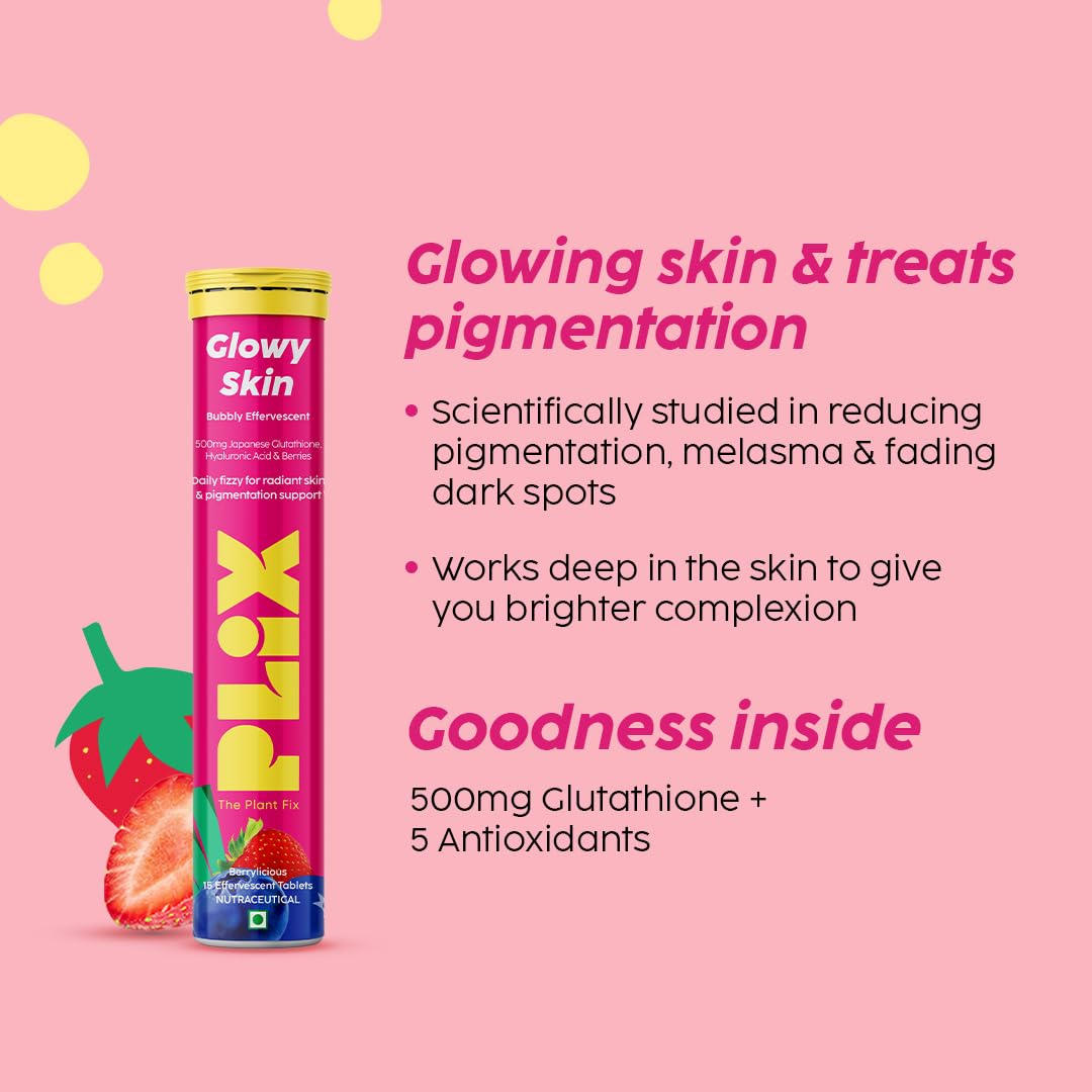 PLIX - THE PLANT FIX Beauty Glow Combo: Glutathione 15 Effervescent Tablets & Collagen Builder Powder (200G) for Youthful, Radiant Skin | 2-Pack with 15 Capsules | Anti-Aging Skincare Supplement for Daily Beauty Routine
