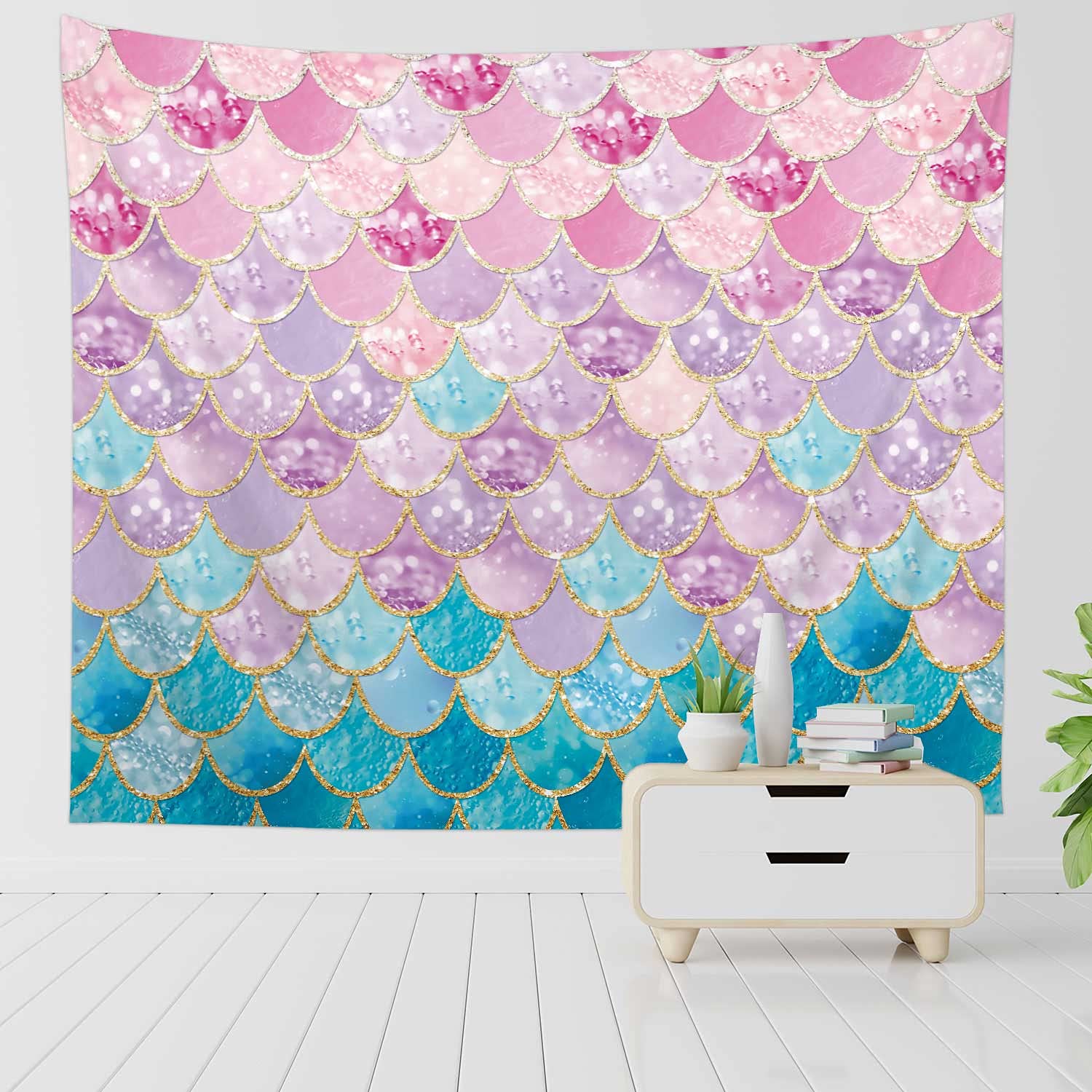 RosieLily Mermaid Tapestry Wall Hanging - Pink & Blue Ocean Themed Bedroom Decor for Teen Girls | 51