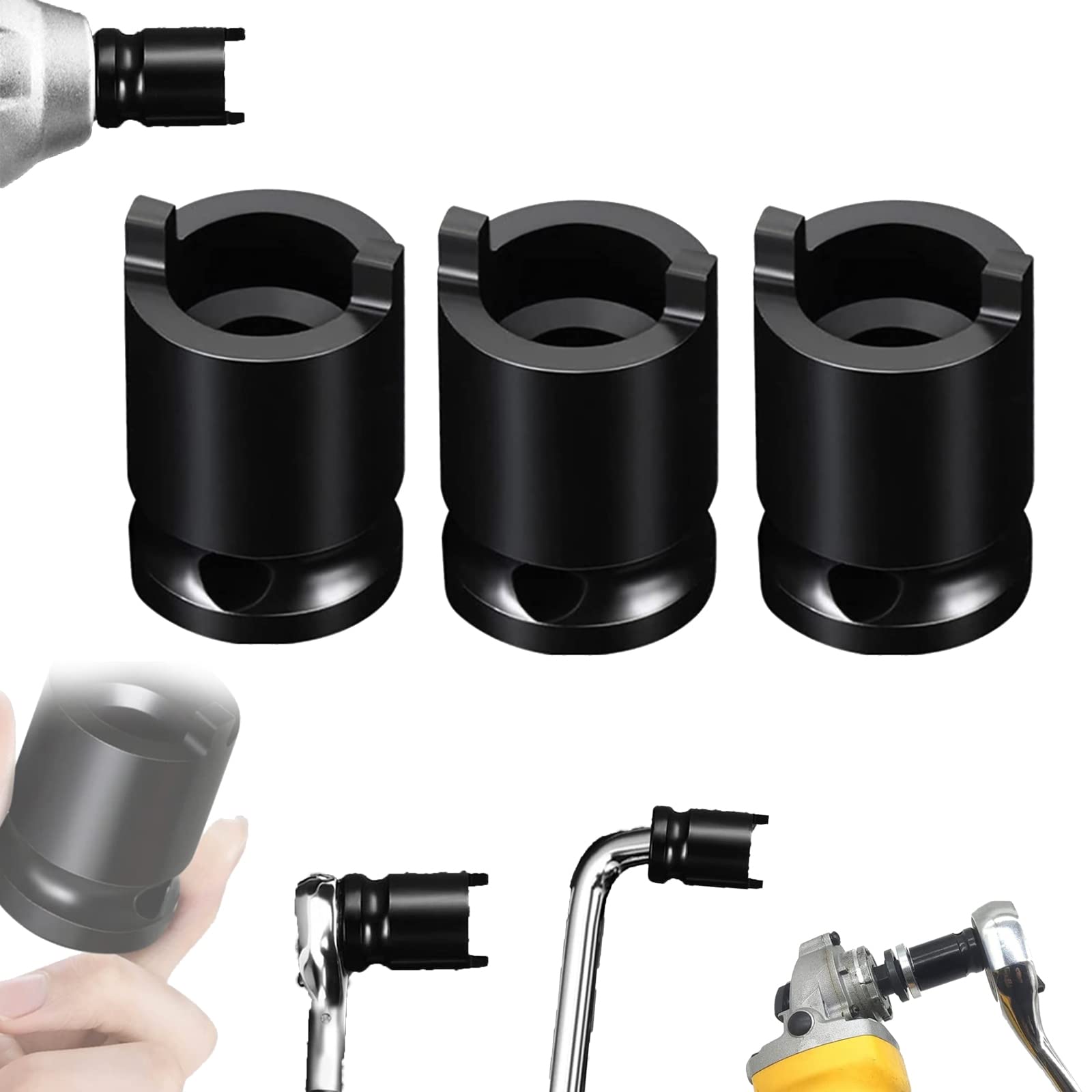 iUNser 3-Piece Angle Grinder Socket Wrench Set - Universal Electric Wrench Sleeve Adapter with Black Pressure Plate - for Auto Repair, Household Maintenance & DIY Projects - Perfect for Removing Stubborn Bolts and Nuts in Tight Spaces