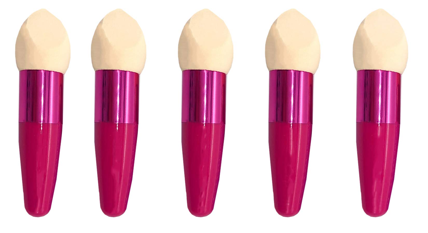 5Pcs Rose Red Makeup Sponge Blenders with Handle - Foundation & Concealer Blending Sponge Set for Flawless Liquid Makeup Application - Perfect for Daily Makeup, Professional Use & Travel Beauty Kit