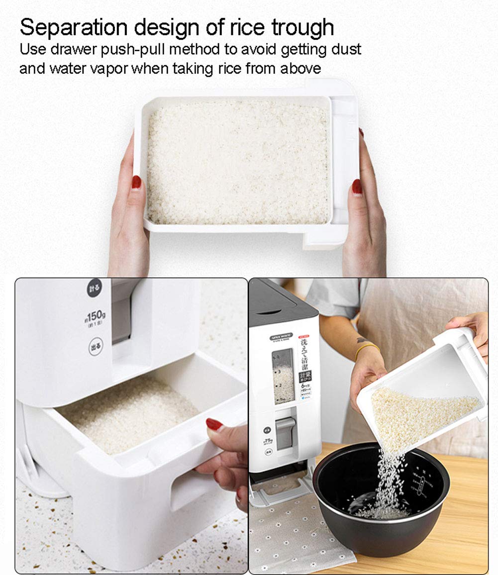 Premium Rice Dispenser & Airtight Food Storage Container - 12kg Plastic Bin for Dry, Fresh & Insect-Free Rice - Ideal for Kitchen Pantry Organization (Red/White) | Perfect for Bulk Rice Storage & Meal Prep