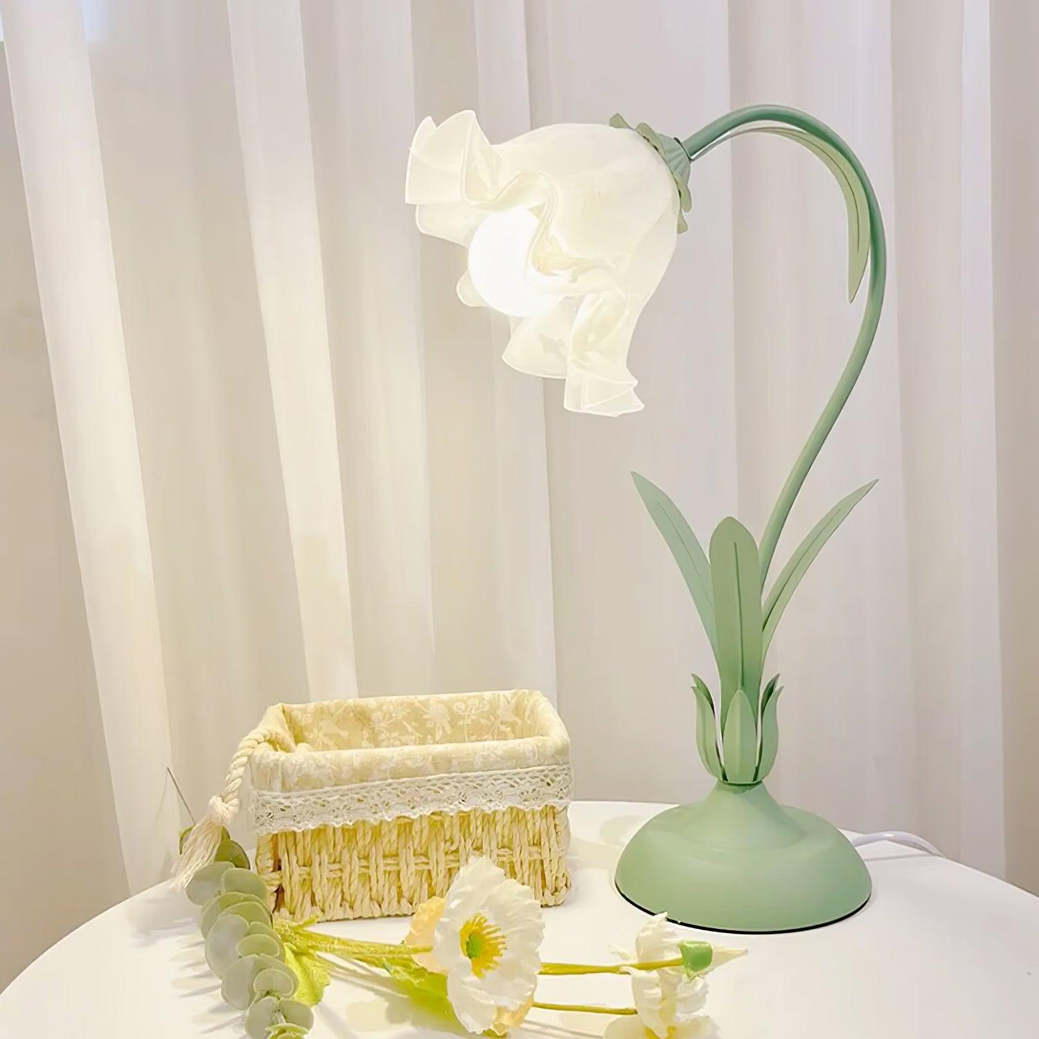 Lily of the Valley Table Lamp - Elegant Floral Bedside Lighting for Bedroom, Living Room & Office Decor - Perfect for Reading, Relaxing & Creating Cozy Ambience