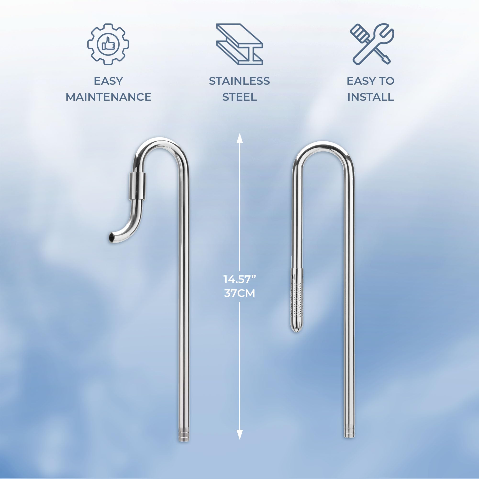 Premium Stainless Steel Lily Pipes Set - 12/16mm (1/2 in) Aquarium Inflow & Outflow Water Tubes for Planted Tanks - Durable Rimless Tank Accessories for Crystal Clear Water Filtration - Perfect for Nature Aquascapes & Shrimp Breeding Tanks