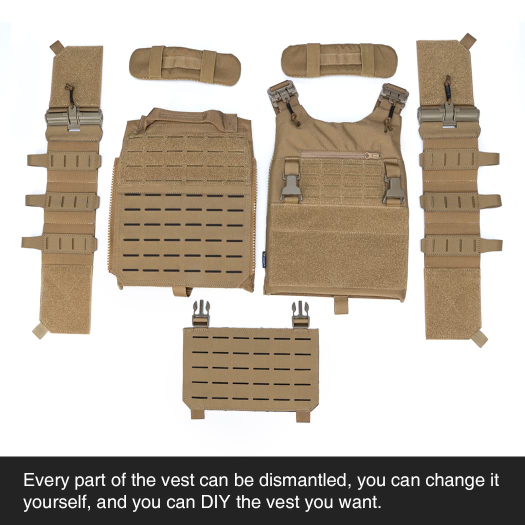 IDOGEAR Tactical Combat Vest for Hunting, Airsoft & Outdoor Training - Adjustable Coyote Brown Body Armor for Men - Perfect for Military Simulation, Paintball & Survival Games