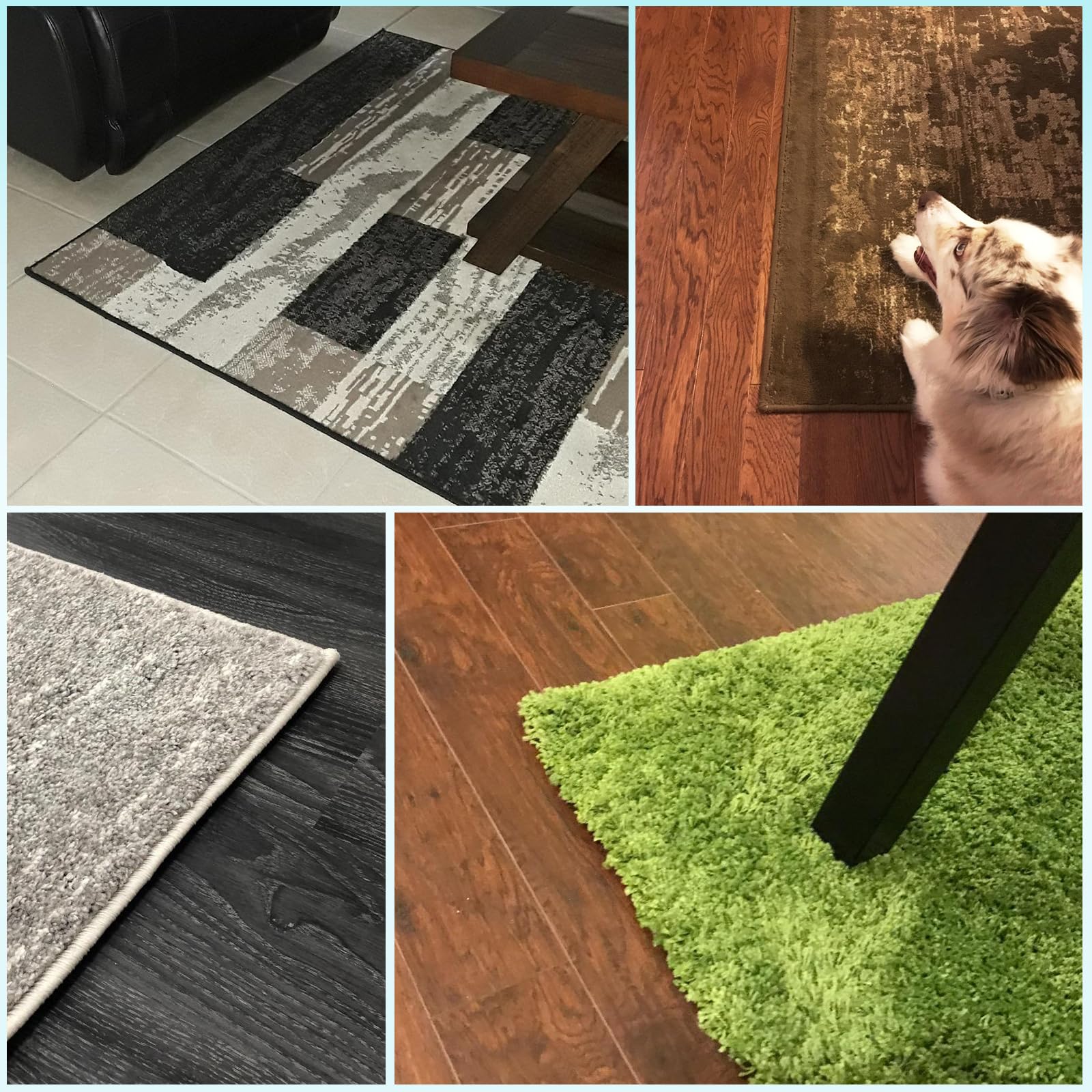 16-Piece Clear Non-Slip Rug Grippers - Washable & Reusable Carpet Tape for Area Rugs | Anti-Slip Rug Pads for Hardwood Floors & Tile | Secures Rug Corners | Perfect for Living Room, Bedroom & Office Use