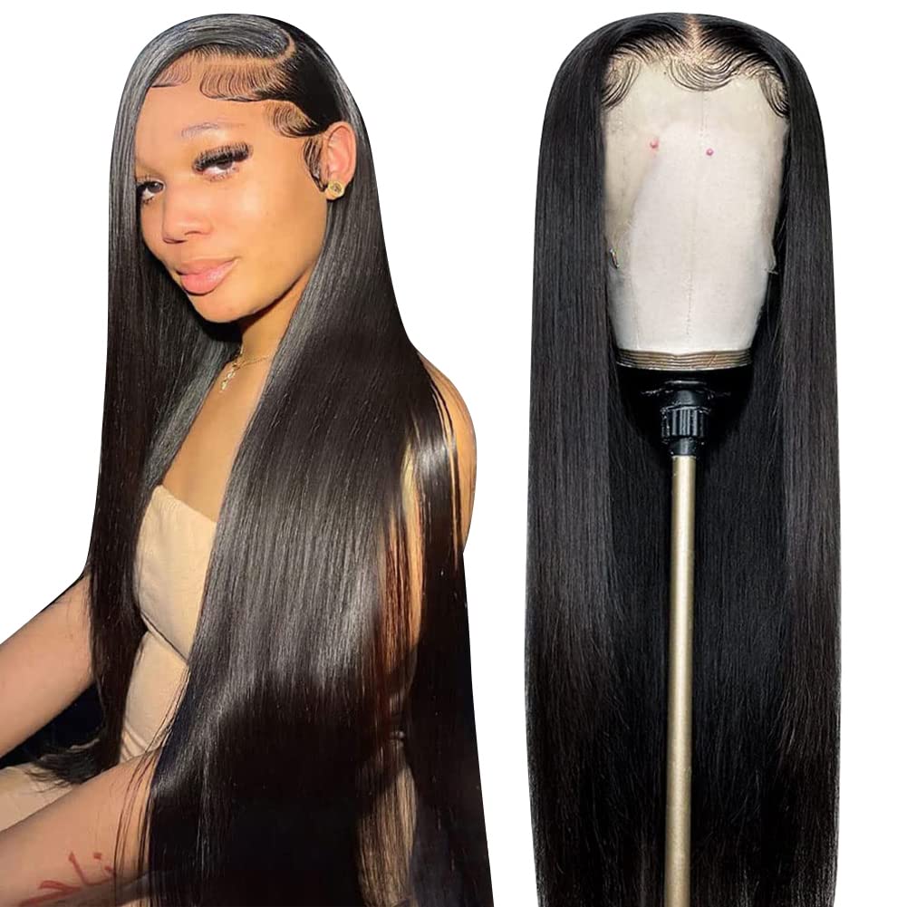 ALI PANDA 210% Density 13x6 HD Straight Lace Front Wig - 100% Human Hair Glueless Lace Frontal Wig with Baby Hair & Free Part for Black Women (28 Inch) | Perfect for Daily Wear, Special Occasions & Protective Styling