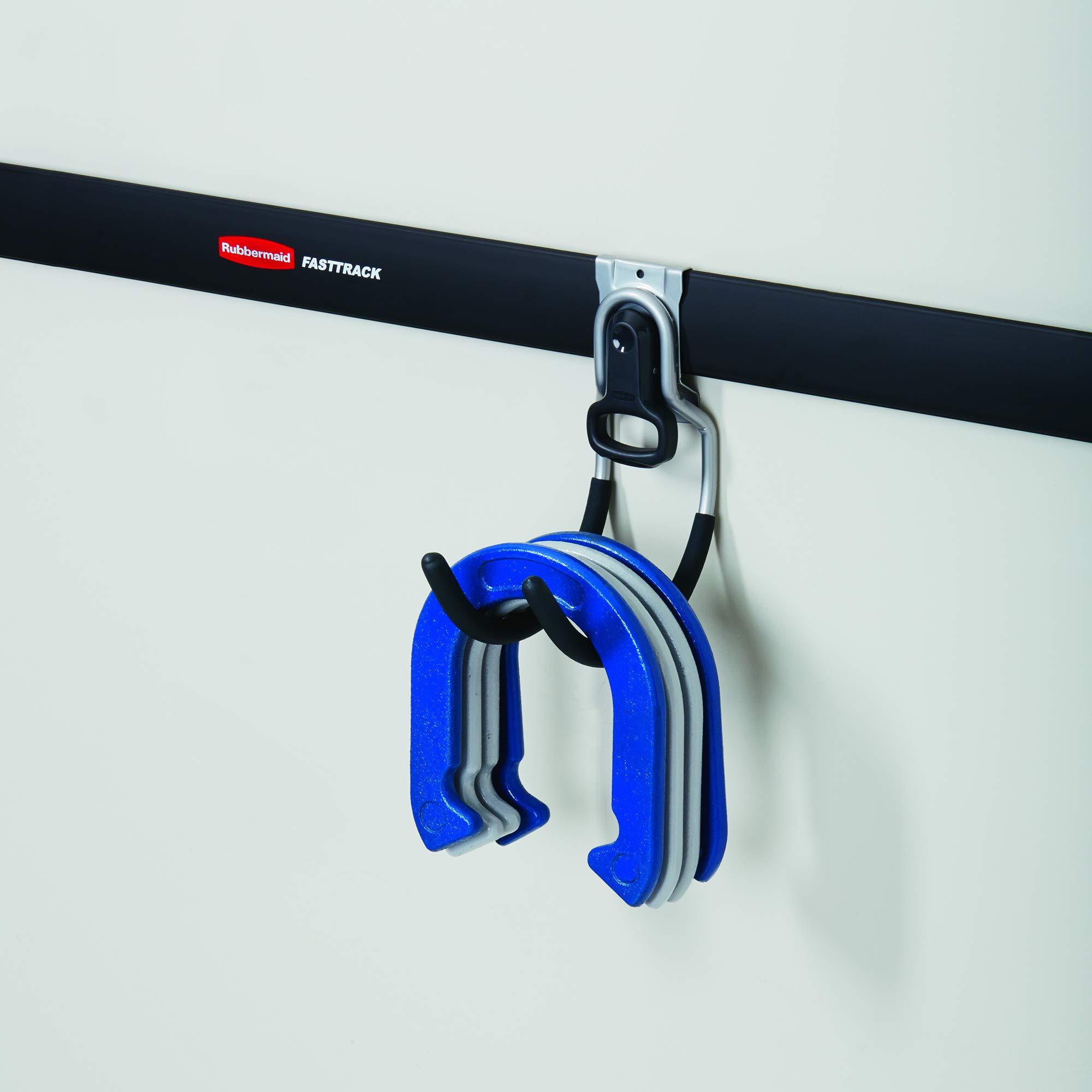 Rubbermaid FastTrack Wall Mounted Garage Hooks - Heavy Duty Utility Hooks for Organizing Tools, Sports Gear & Garden Supplies (6 Pack, Satin Nickel) - Perfect for Garage, Shed & Workshop Storage Solutions