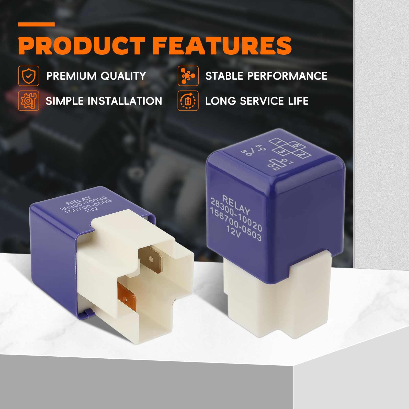 2Pcs 12V 4 Pin Relay Starter Relay 28300-10020 Compatible with Toyota Camry Corolla Highlander 4Runner Echo Scion xA xB RAV4 & Lexus GS300 ES330 LS400 RX300 (156700-0503) - Perfect for Automotive Electrical System Repairs and Upgrades