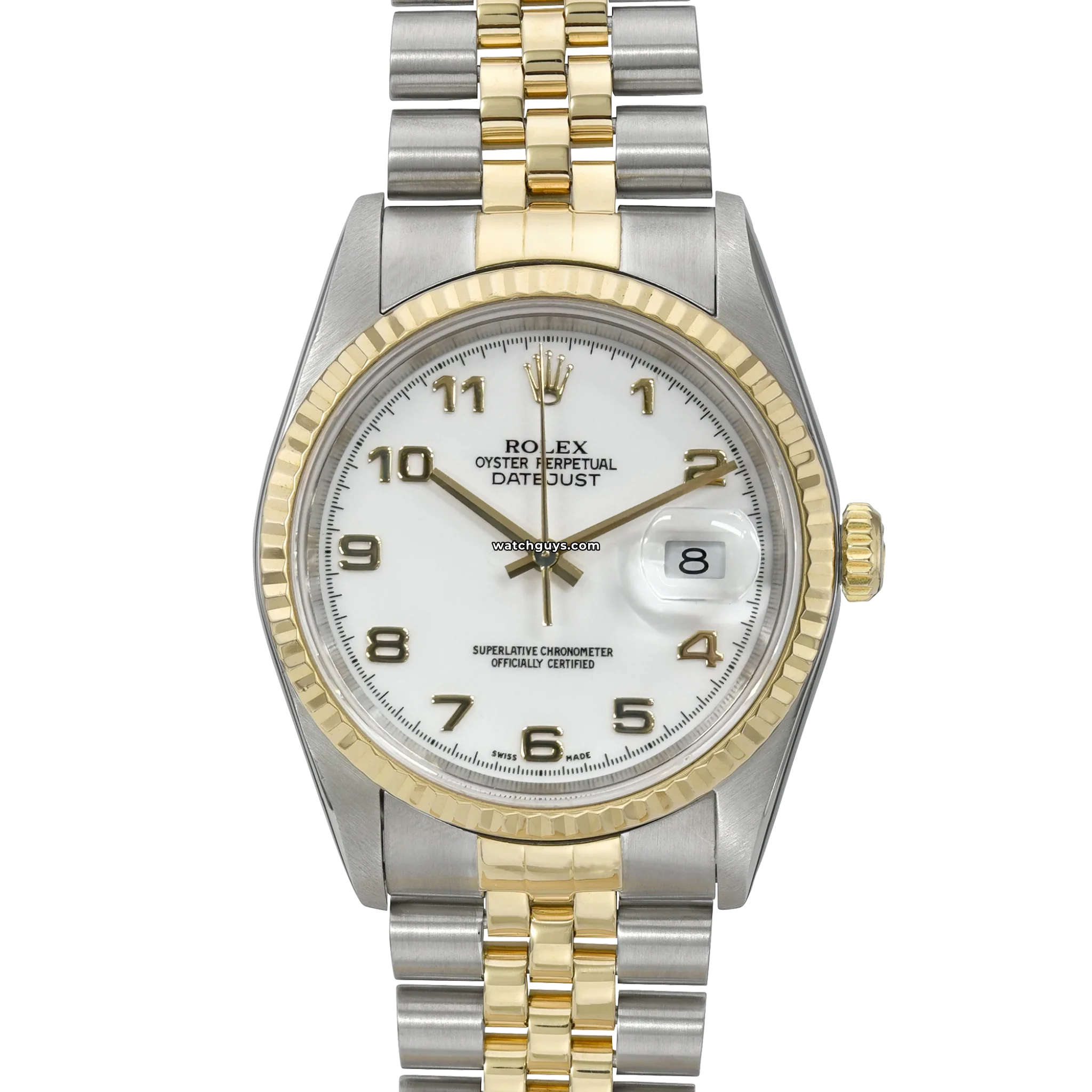 Rolex Datejust 16233 Men's Watch - 36mm Stainless Steel & Gold, White Dial with Arabic Numerals, Jubilee Bracelet - Perfect for Business, Formal Events & Luxury Gifts
