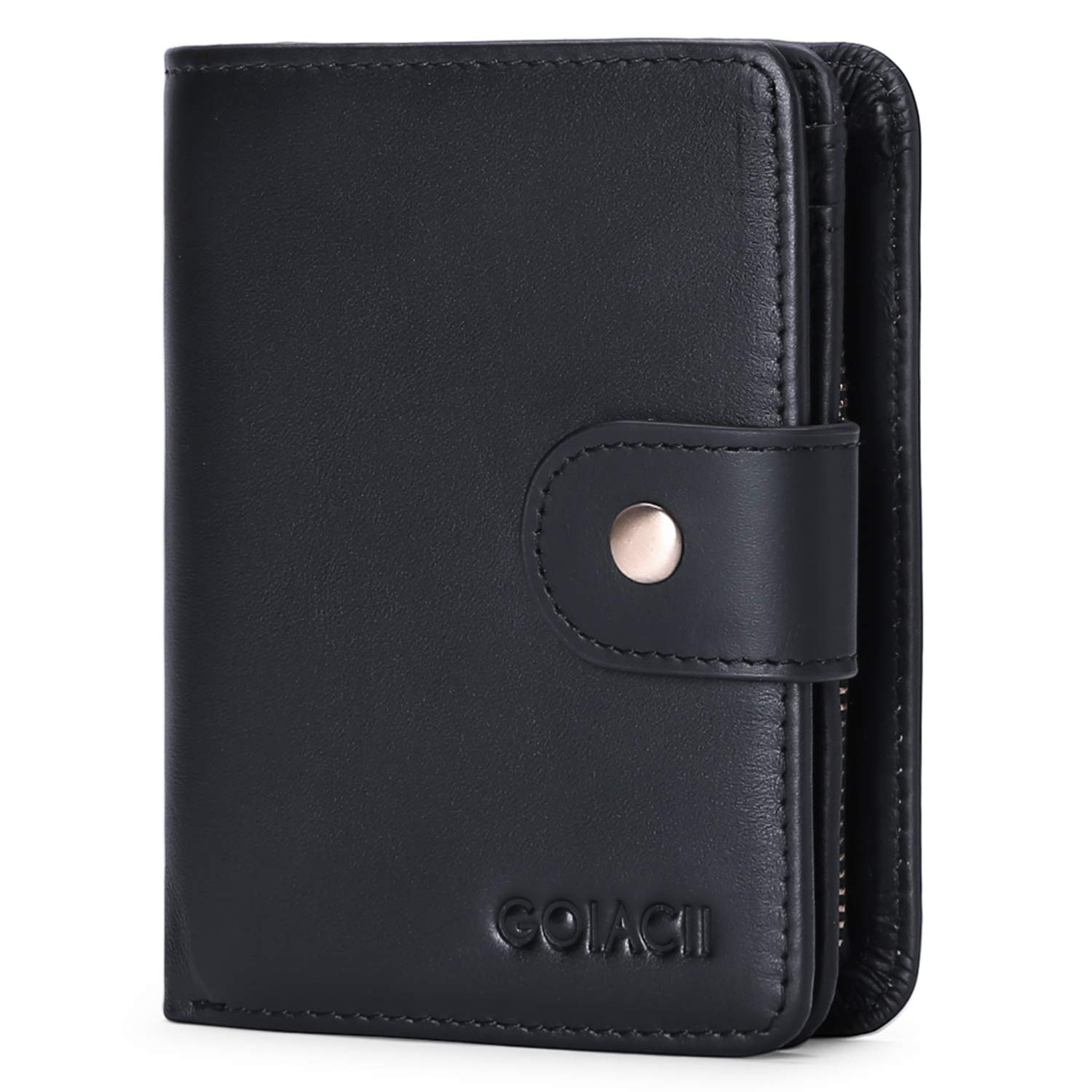 GOIACII Genuine Leather RFID Blocking Bifold Wallet for Men - Slim Short Wallet with Zip Coin Pocket & ID Window | Perfect for Everyday Carry, Travel & Business Use