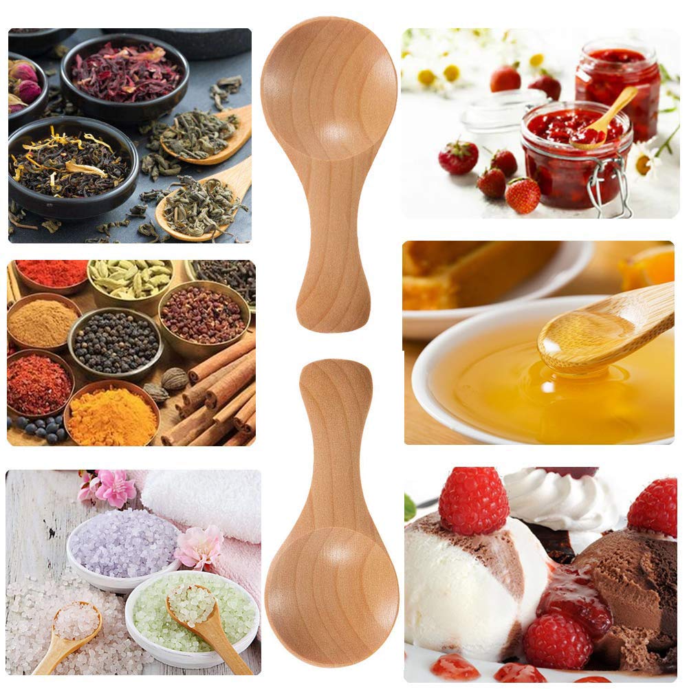 20 Pack Small Wooden Salt Spoons - Mini Wooden Spoons with Short Handle for Jam, Spices, Condiments, Sugar, Honey, Coffee, Tea | Perfect for Kitchen, Baking, Coffee Shops & DIY Crafts