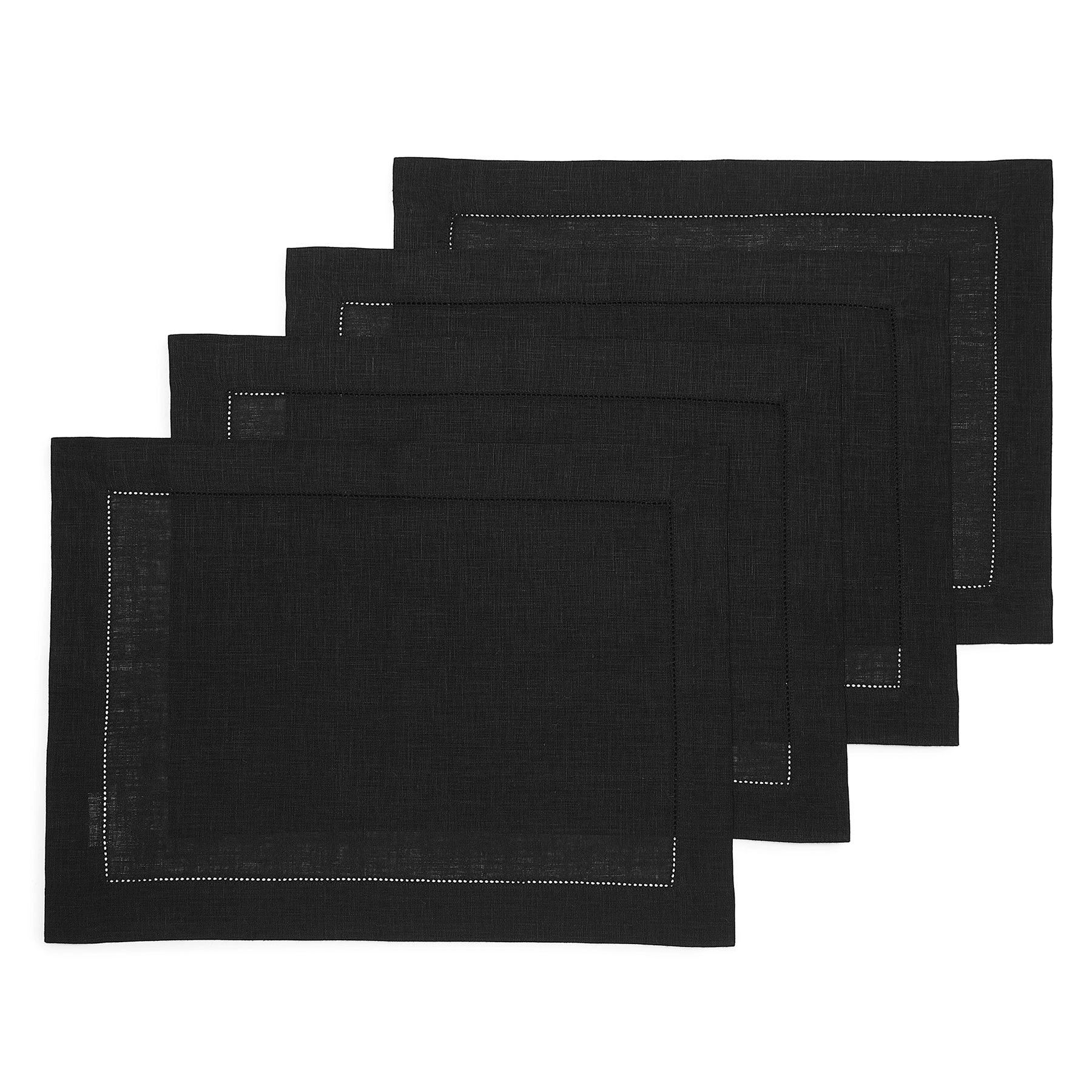 Elegant Classic Hemstitch Placemats Set of 4 - Premium Linen Table Mats for Dining Room Decor - Perfect for Thanksgiving, Christmas Dinner & Formal Entertaining