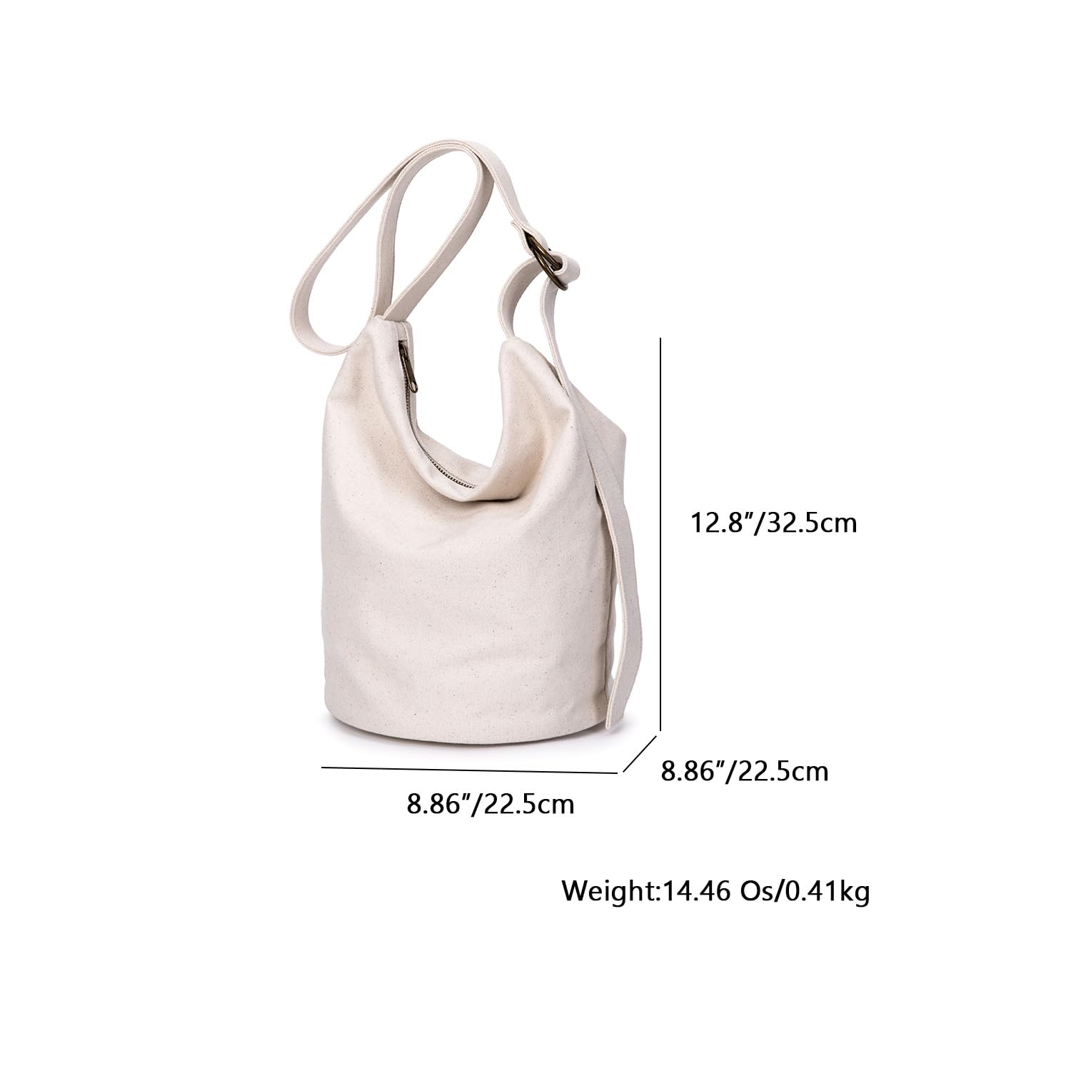 Lightweight Stylish Crossbody Bucket Bag with Round Bottom - Perfect for Travel, Shopping & Everyday Use (Beige)