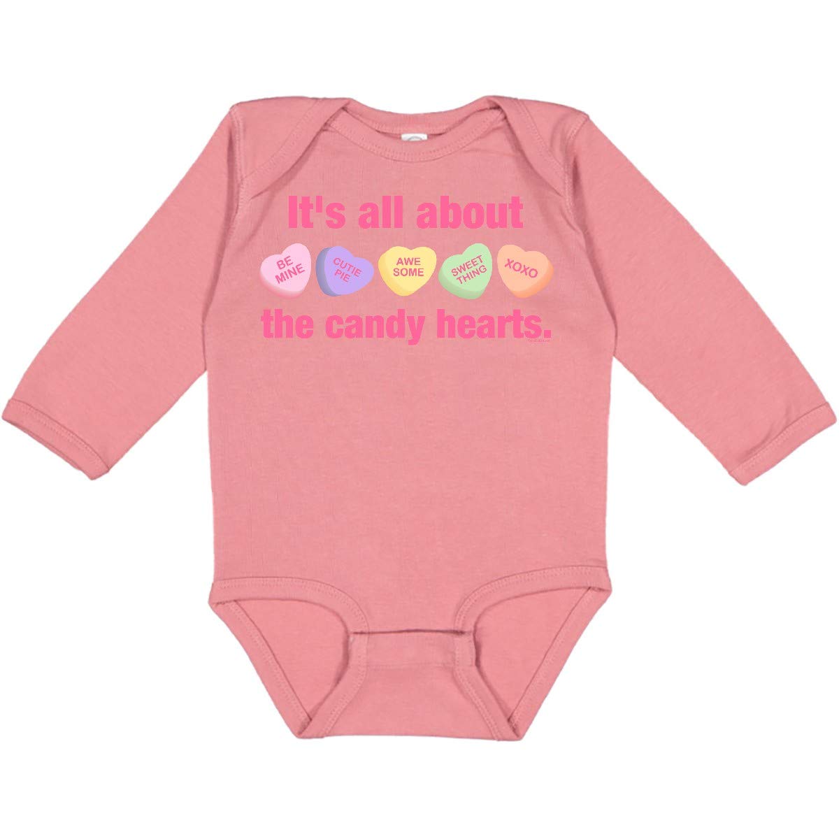 Inktastic Candy Hearts II Long Sleeve Baby Bodysuit - Soft Cotton Creeper for Newborns & Infants - Valentine's Day, Baby Shower & Photo Shoot Outfit