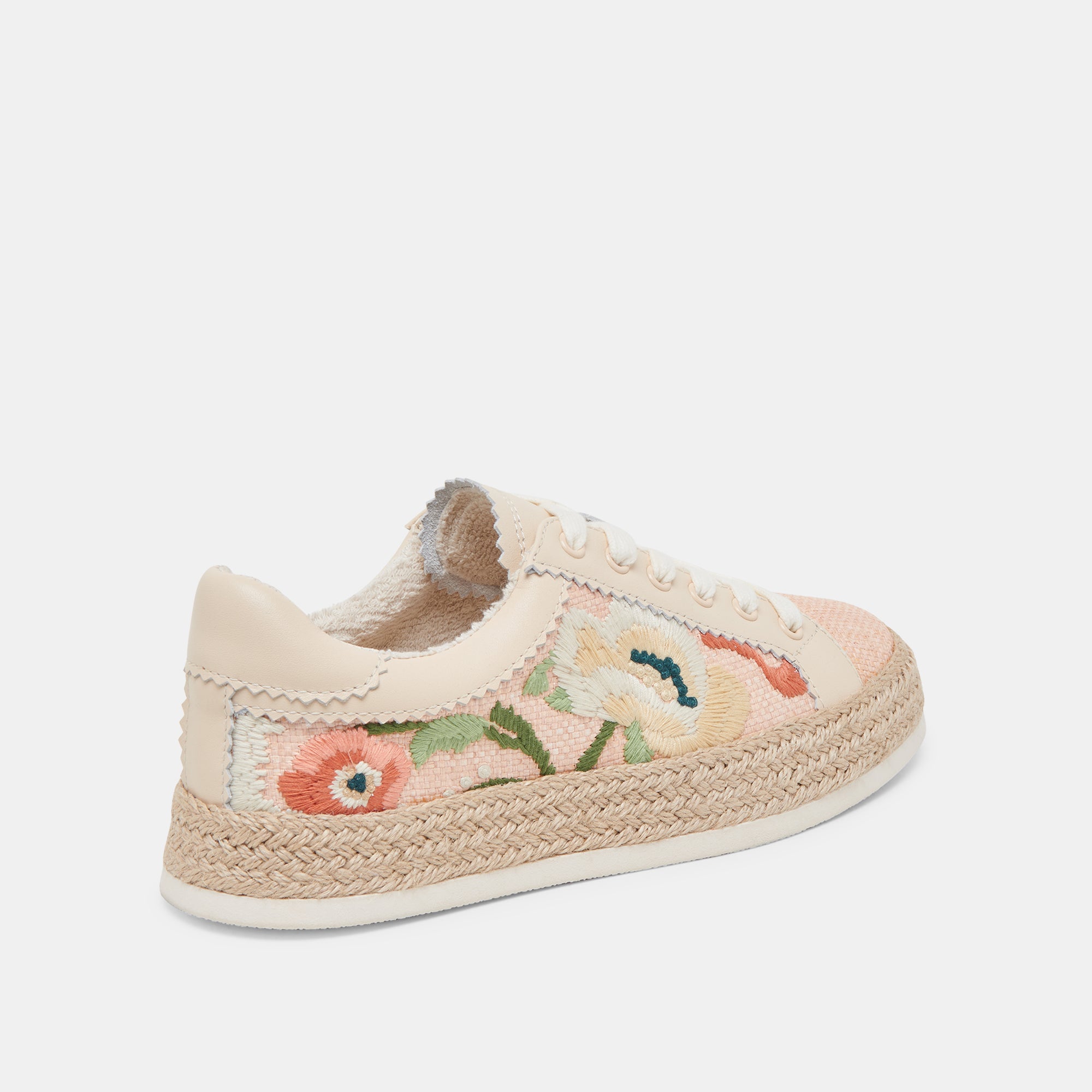 AZALIA Women's Pink Floral Raffia Sneakers - Comfortable Casual Shoes for Walking, Travel & Summer Outfits