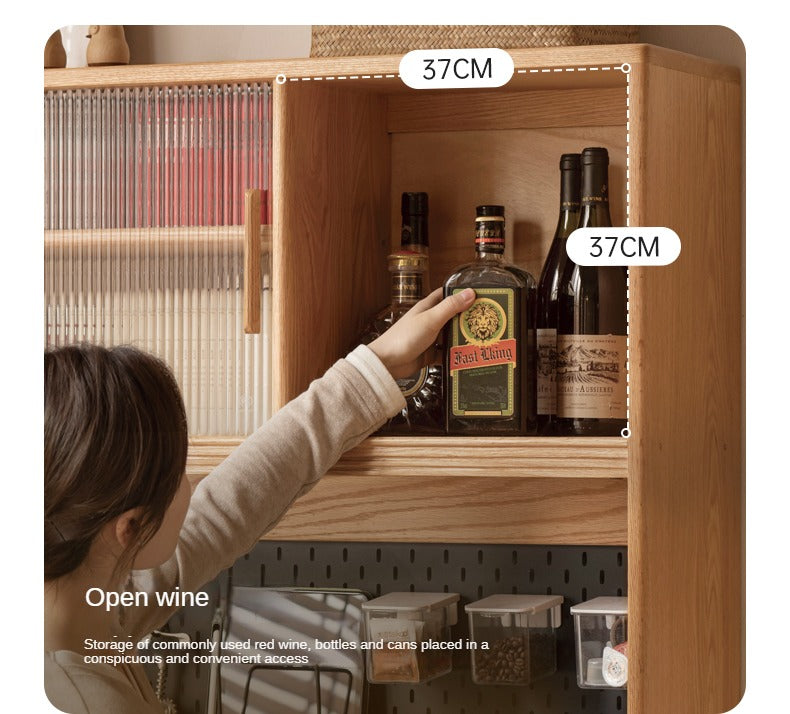 Solid Oak Wood Rock Board Modern Sideboard - Stylish Storage Cabinet for Living Room, Dining Room, or Entryway