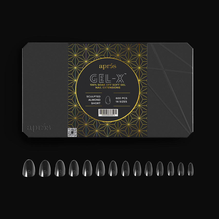 Apres Gel X Tips 2.0 Sculpted Almond Short (600 Pcs) - Professional Nail Extension Kit for Salon & Home Manicure, Perfect for DIY Nail Art & Gel Polish Application