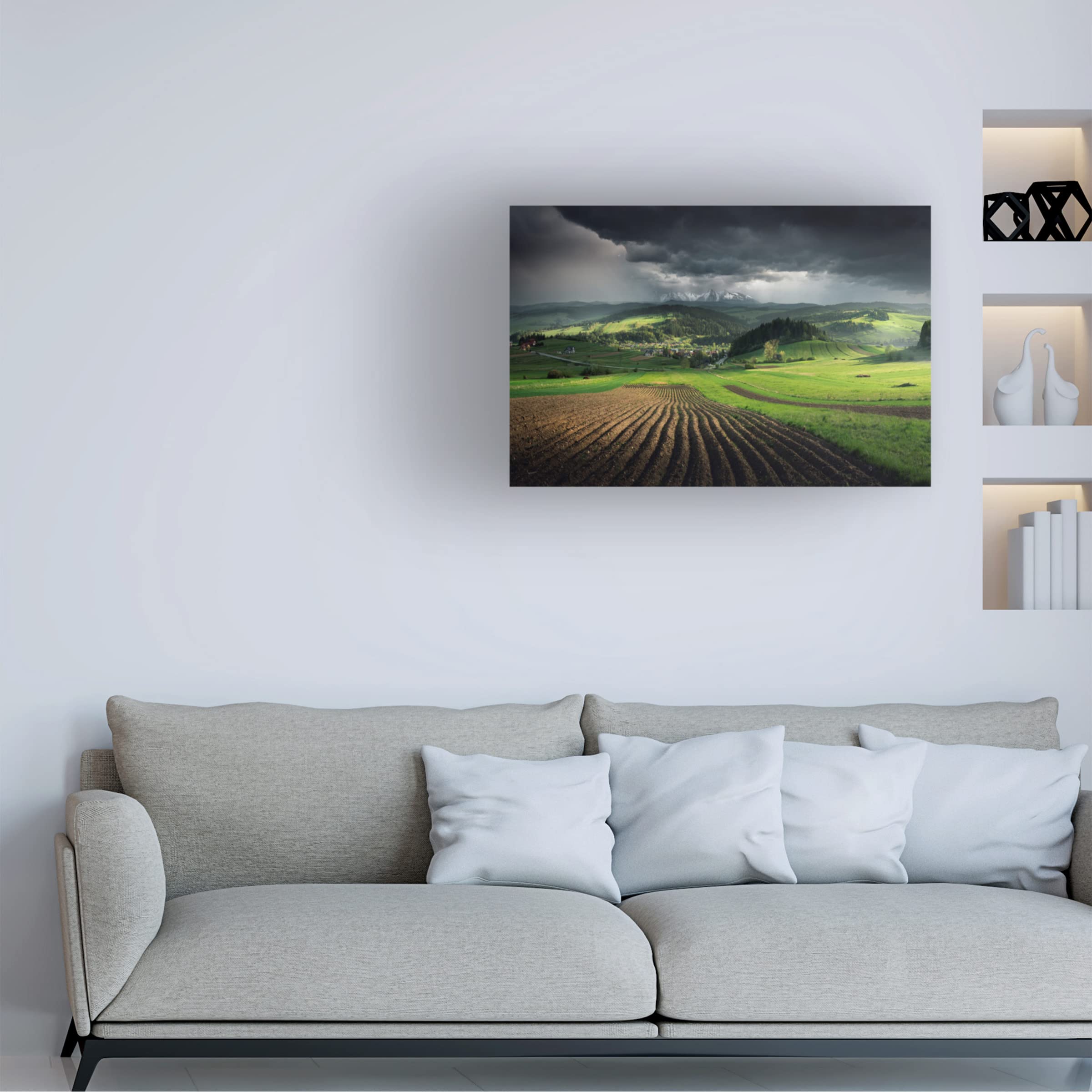 Trademark Fine Art 'Before Storm' Canvas Wall Art by Karol Nienartowicz - Stunning Landscape Painting for Living Room, Bedroom & Office Decor