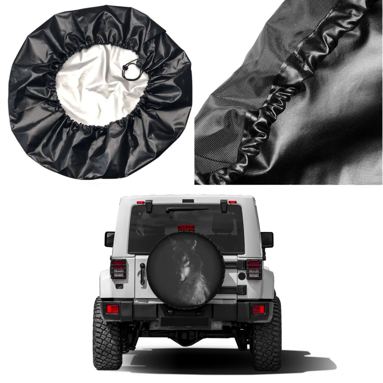 Cool Wolf Spare Tire Cover - Waterproof Dustproof UV Protection Wheel Cover for Jeep, Trailer, RV, SUV (Fits 16 Inch Tires) - Perfect for Off-Road Adventures & Camping Trips