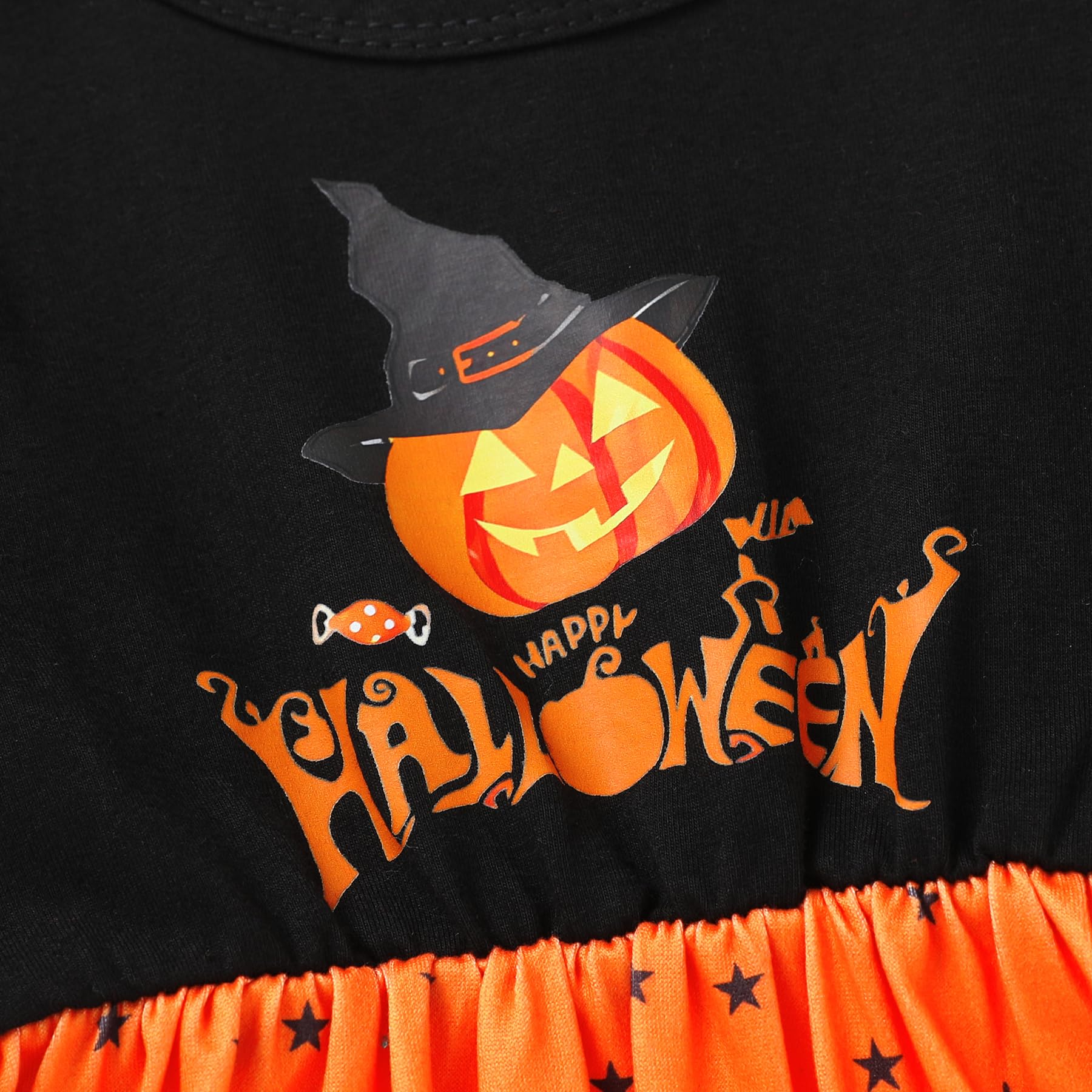 YOUNGER TREE Toddler Halloween Costume - Pumpkin Ghost Print Dress with Headband for Baby Girls | Long Sleeve Party Outfit for Trick or Treat & Photo Shoots