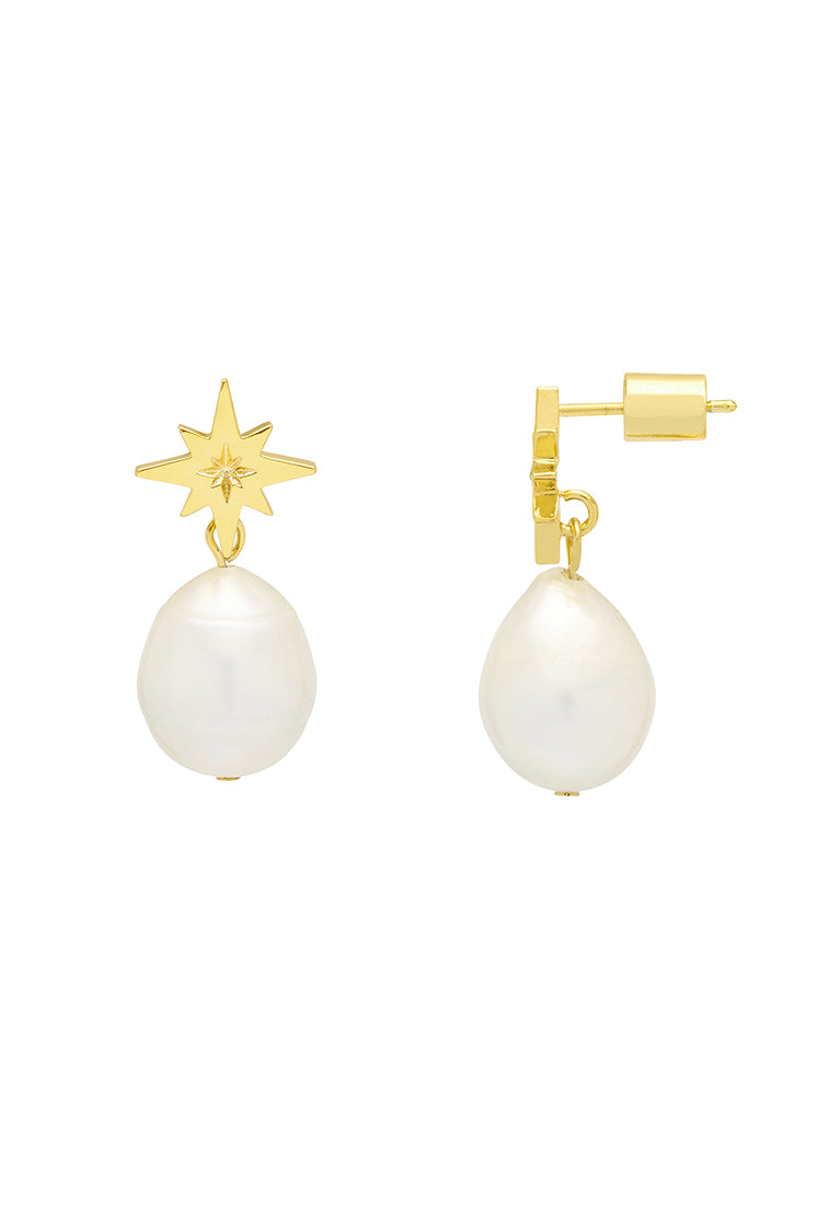 Pearl Northern Star Earrings - Elegant Stud Earrings for Women, Perfect for Parties, Weddings & Everyday Wear