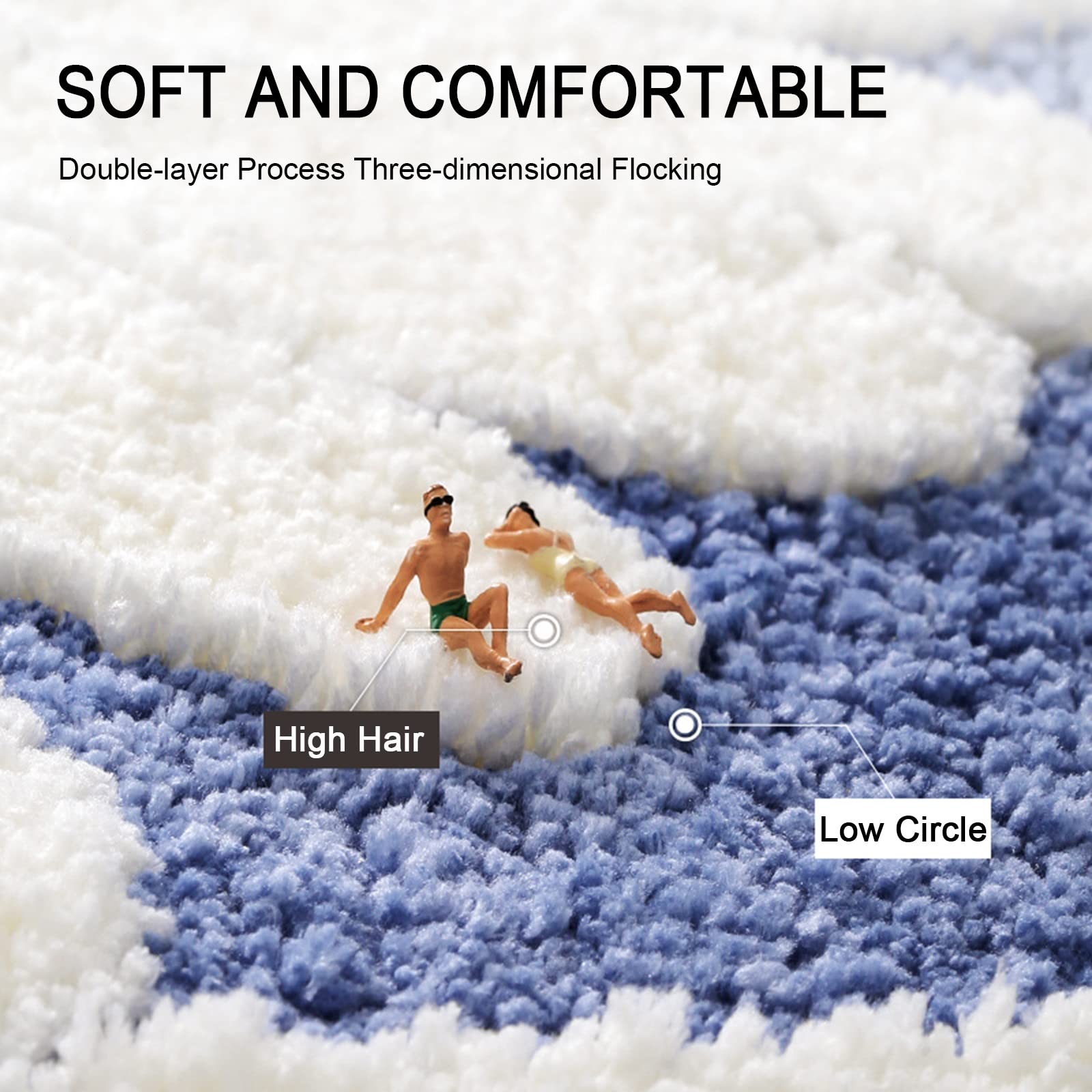 Non-Slip Absorbent Bathroom Mat - Machine Washable Shower Rug for Bath Tub & Sink - Sky Blue 40x60cm - Soft Bath Mat for Wet Floors, Home Spa & Bathroom Safety