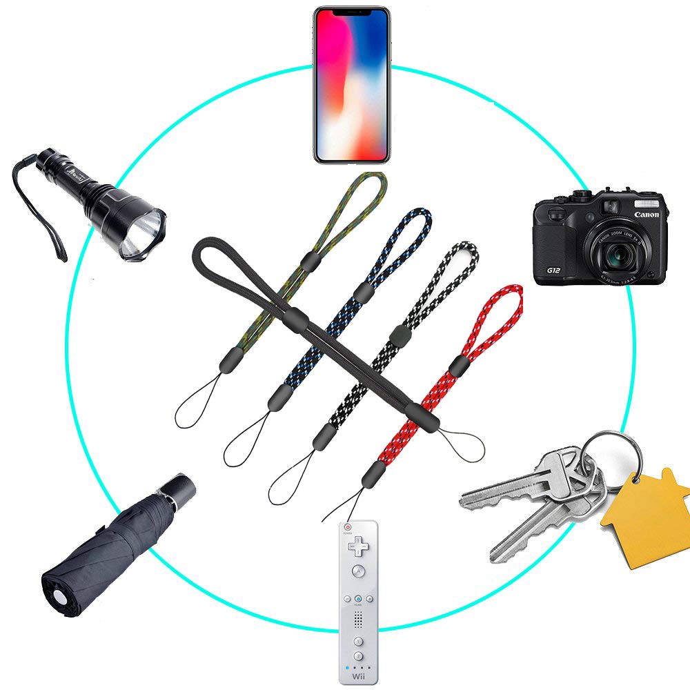 YOUOWO 5 Pack Adjustable Wrist Lanyards - Multi-Purpose Keychain for Keys, Car, Flashlight, Phone & Pen (Black, Red, Blue, Green, White&Black) - Perfect for Work, School, Travel and Outdoor Activities