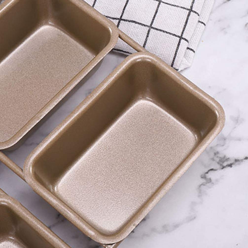 Non-Stick 6-Cavity Mini Loaf Pan - Rectangular Baking Tray for Bread, Toast & Cakes | Golden Square Griddle Mold | Perfect for Home Baking, Meal Prep & Kitchen Gifts