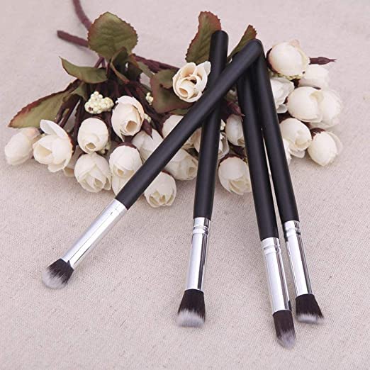 Professional 4-Piece Eye Makeup Brush Set - Foundation, Mascara, Blending & Pencil Brushes for Perfect Eye Makeup | AIR BEAUTY Cosmetic Tools (Black) | Ideal for Daily Makeup, Professional Use & Travel