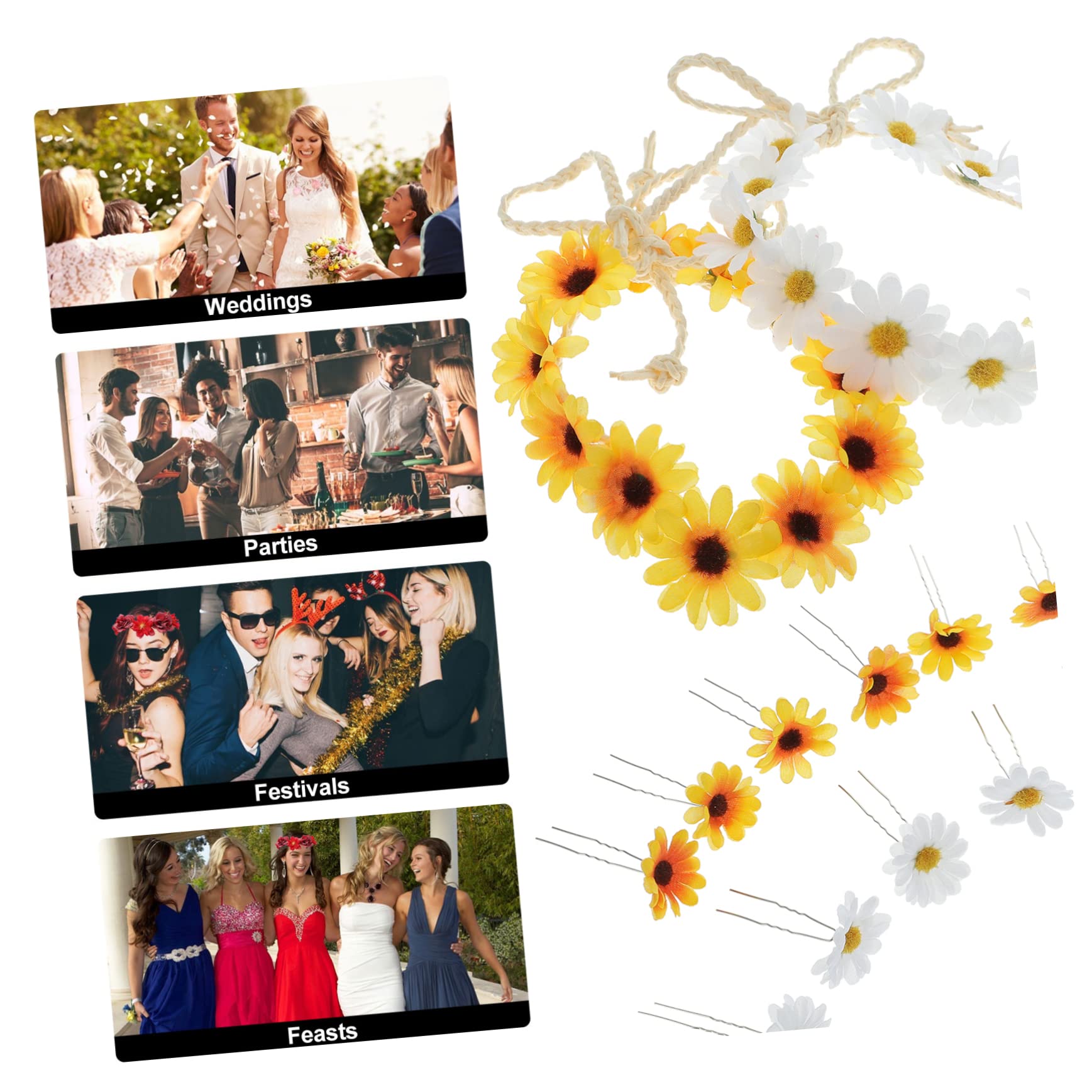FOMIYES 16-Piece Sunflower Hair Clips Set - Fashionable Wedding Headbands for Bride, Bridesmaids & Maternity Photos - Perfect for Beach Weddings, Baby Showers & Boho Styling