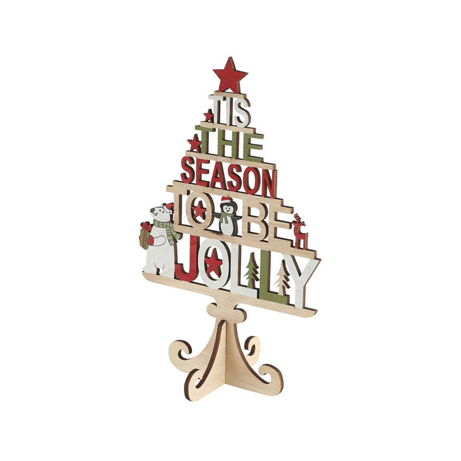 TOMCO LED Wooden Tree with Words - 11.4 Inch Height, Warm White Lights for Home Decor, Christmas, Wedding, Party, and Holiday Decoration