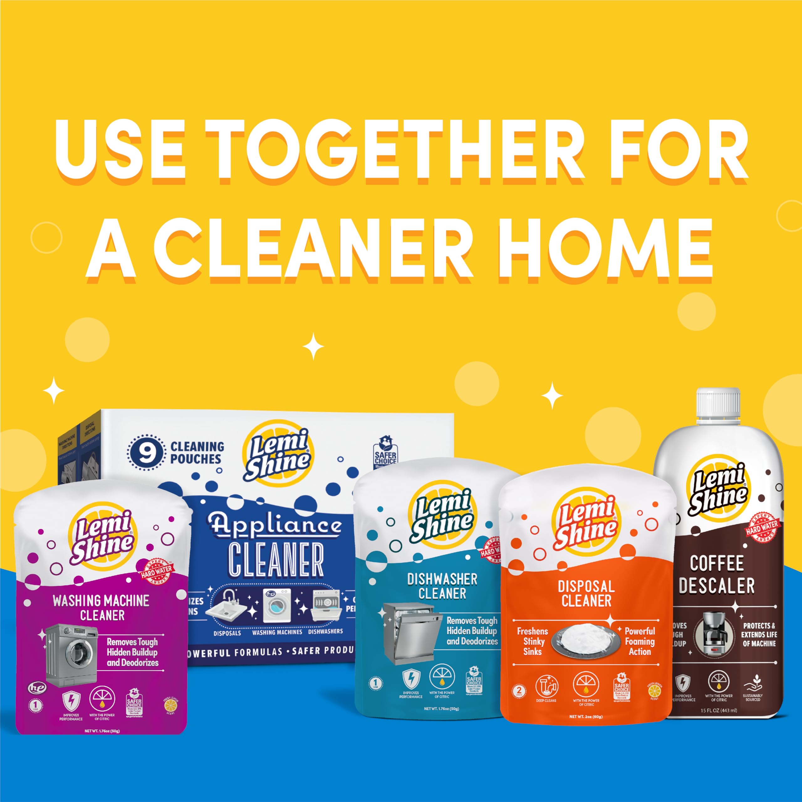 Lemi Shine Natural Dishwasher Cleaner & Deodorizer - Citric Acid Powered, Fresh Lemon Scent (1 Count) | Deep Cleans & Freshens Dishwashers | Perfect for Kitchen Maintenance & Odor Removal