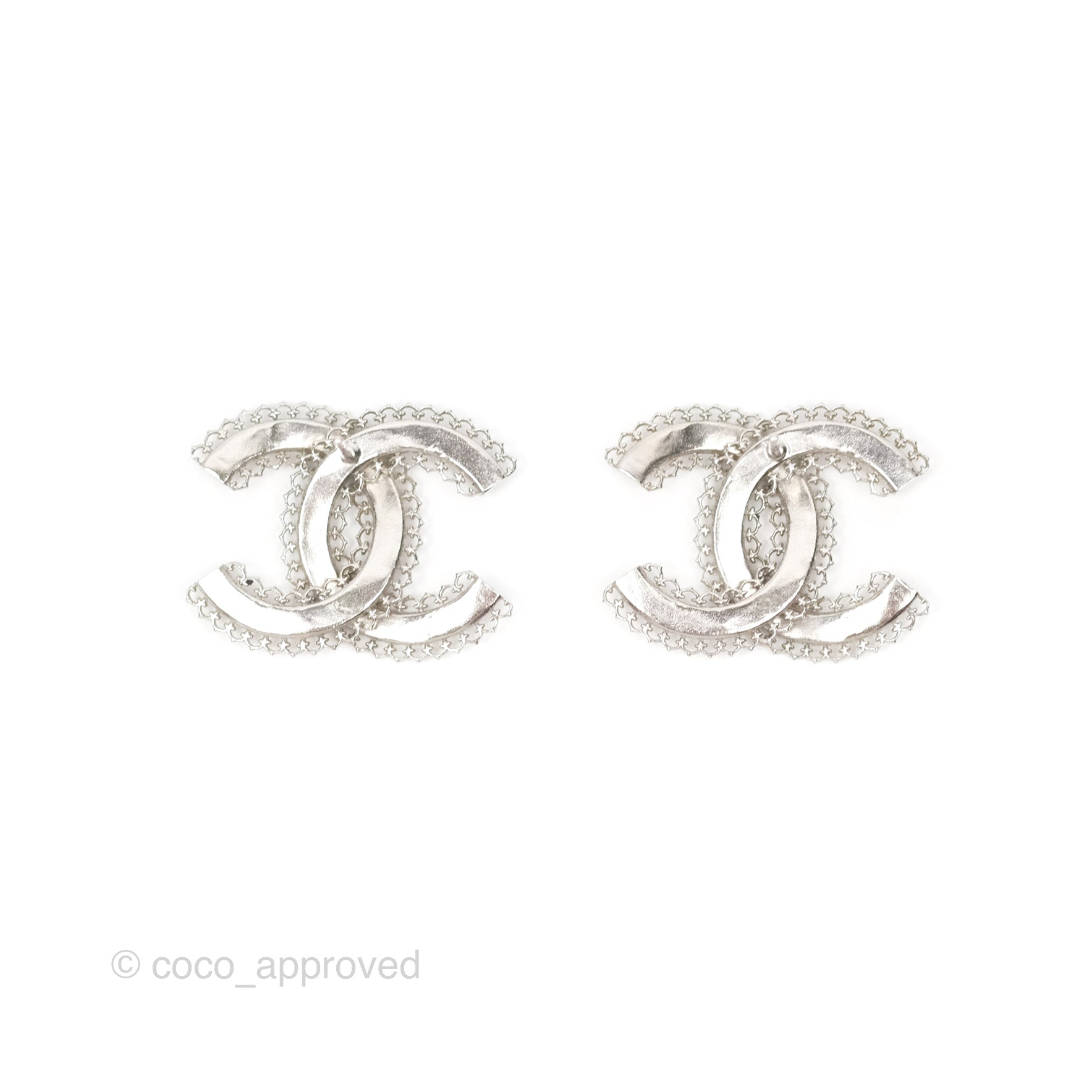 Chanel CC Logo Earrings for Women - Silver Tone Fashion Jewelry - Perfect for Parties, Weddings & Special Occasions