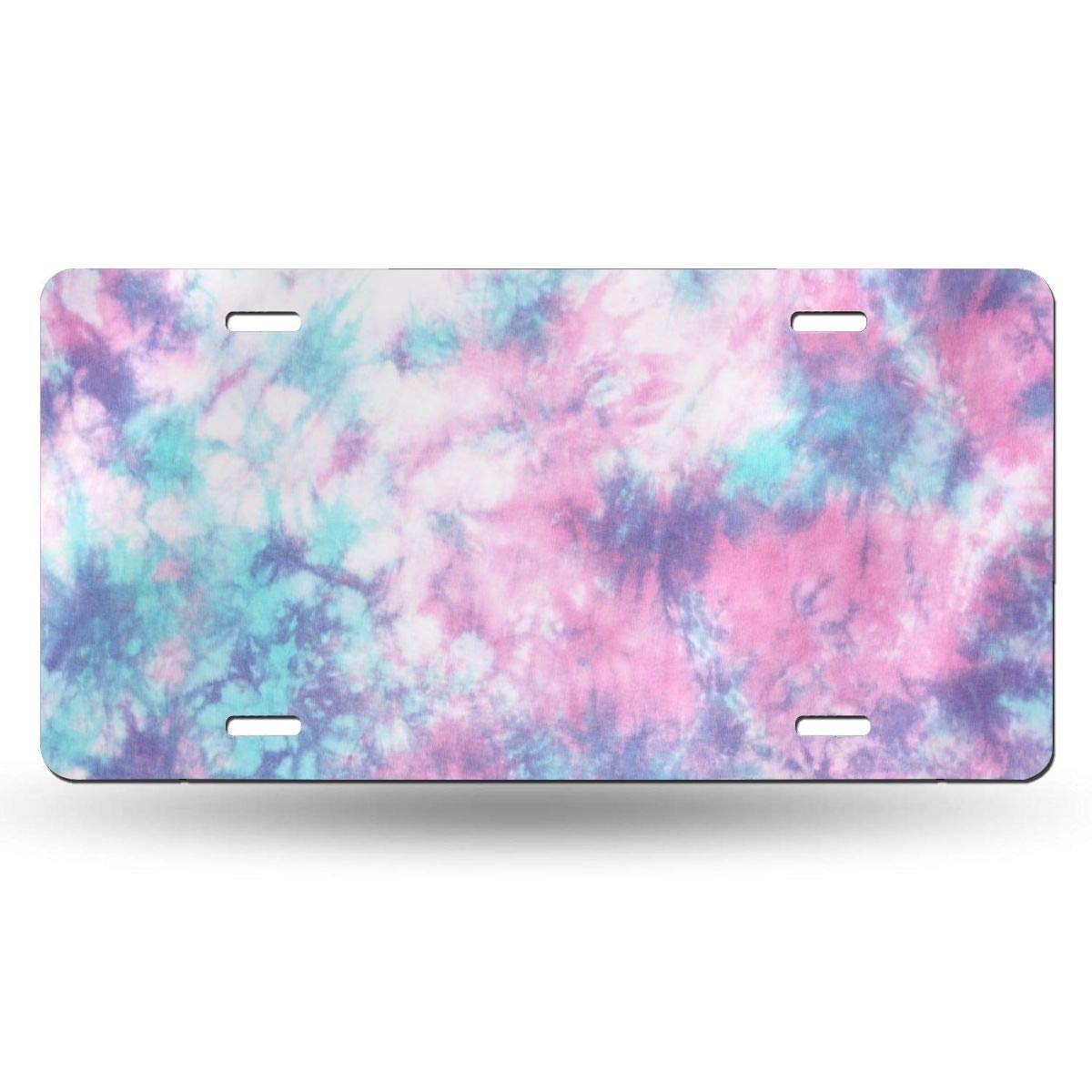 Pastel Blue Pink Tie Dye Aluminum License Plate Cover - Durable 6x12 Inch Decorative Car Tag for Women & Men - Perfect Vanity Gift for Cars, Trucks & SUVs - Adds Stylish Flair to Your Vehicle