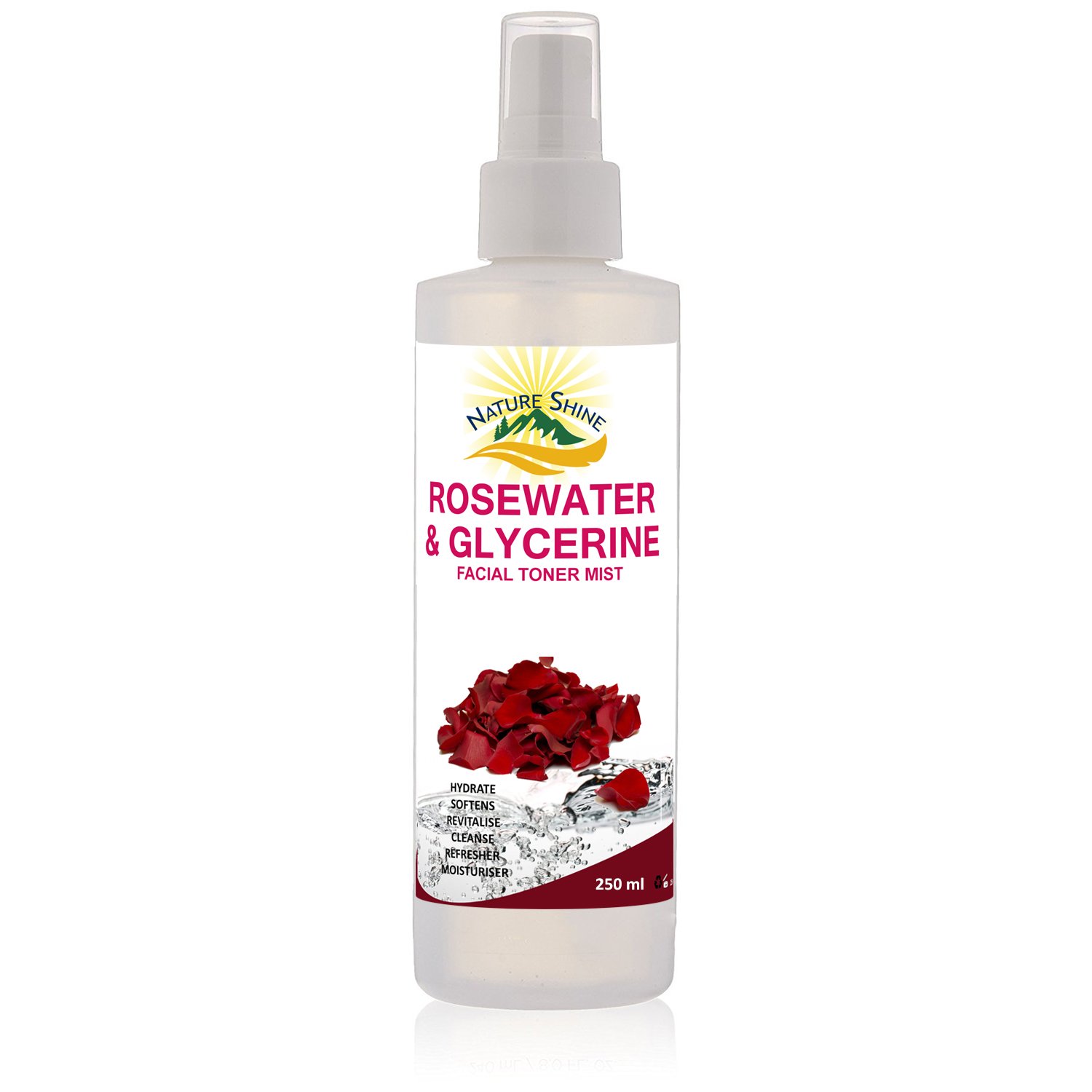 Rose Water & Glycerin Facial Toner Spray - Hydrating Mist for Face, Eyes, Skin & Hair | Natural Astringent for Acne & Blemish Control | 8.5oz (250ml) with Hydrosol Sprayer | Perfect for Daily Skincare Routine & Makeup Setting