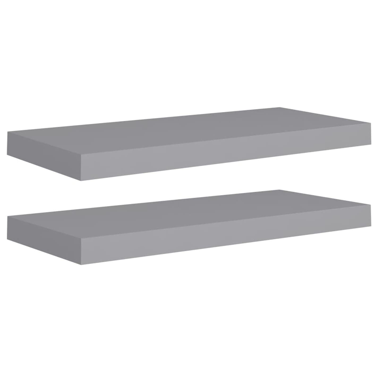 Floating Wall Shelves Set of 2 - Modern Gray MDF Wall Mounted Shelves 23.6x9.3x1.5 Inches for Living Room, Bedroom, Bathroom - Space Saving Home Decor & Storage Solution