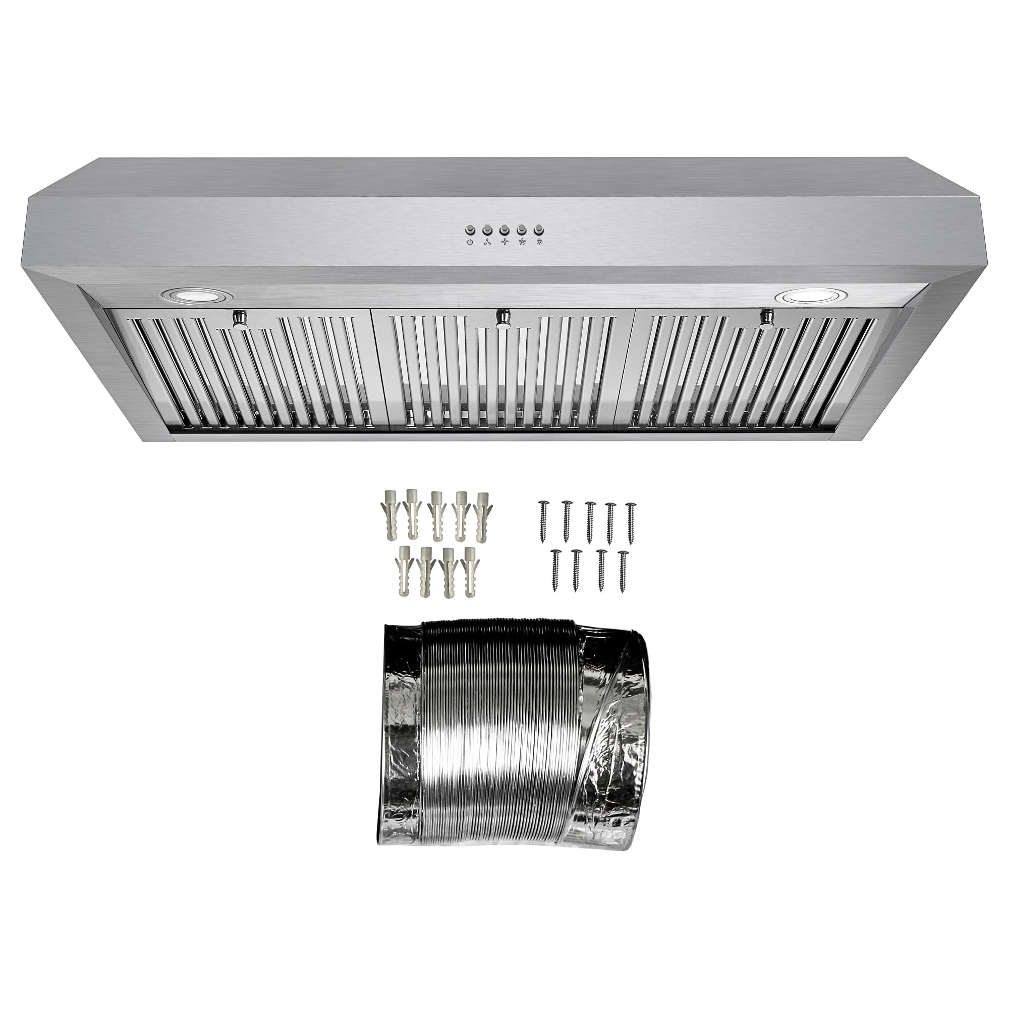 COSMO UC36 36-Inch Stainless Steel Under Cabinet Range Hood with 380 CFM Ducted Ventilation, LED Lights & Button Controls - Perfect for Modern Kitchens, Cooking, and Smoke Removal