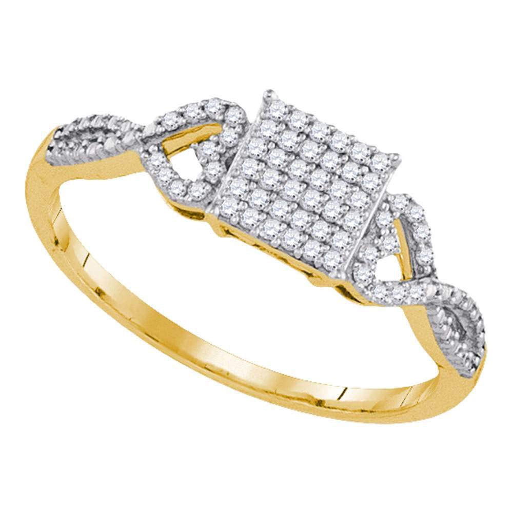 Dazzlingrock Collection 10K Yellow Gold Women's Round & Square Diamond Cluster Ring (1/5 CTW) - Perfect for Engagement, Anniversary & Special Occasion Gifts