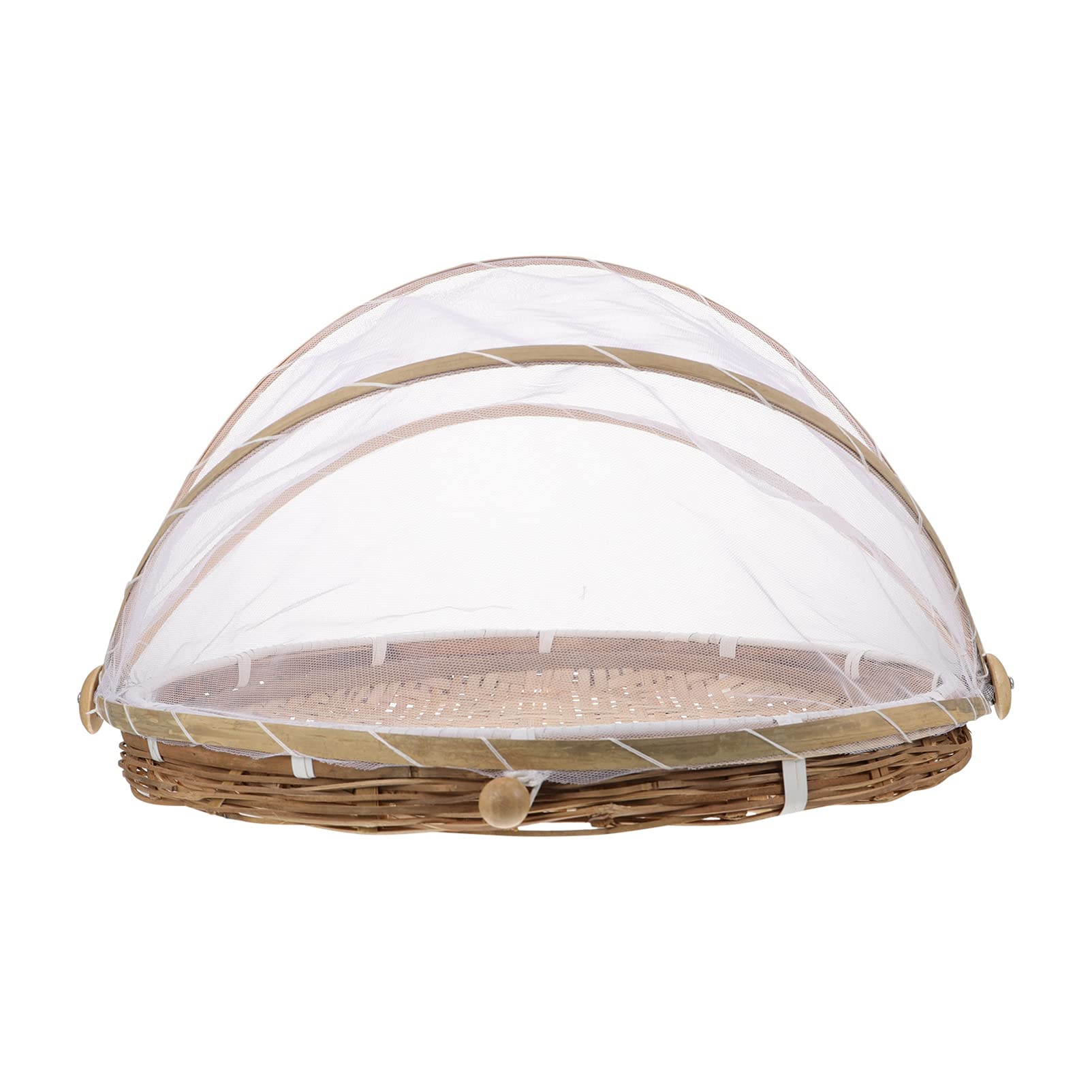 Cabilock 42cm Rectangular Bamboo Food Cover Tent - Khaki Kitchen Serving Basket for Food Protection | Perfect for Buffets, Picnics & Outdoor Dining