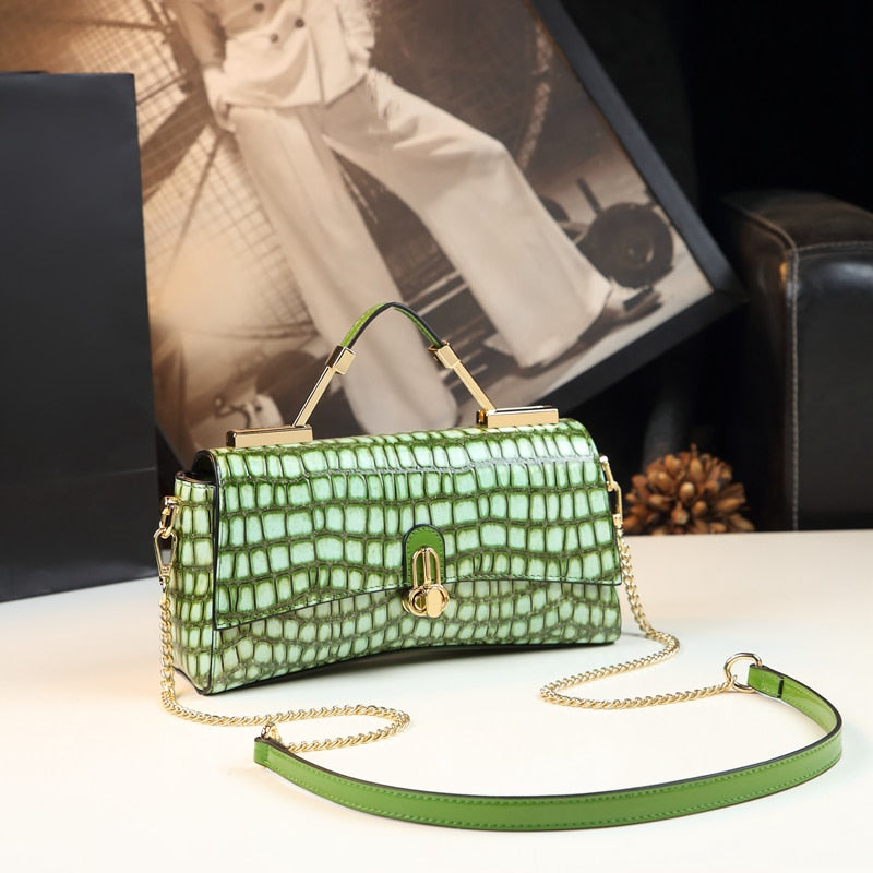 Stylish Women's Crocodile Print Shoulder Bag - Fashionable Crossbody Purse for Work, Travel & Everyday Use
