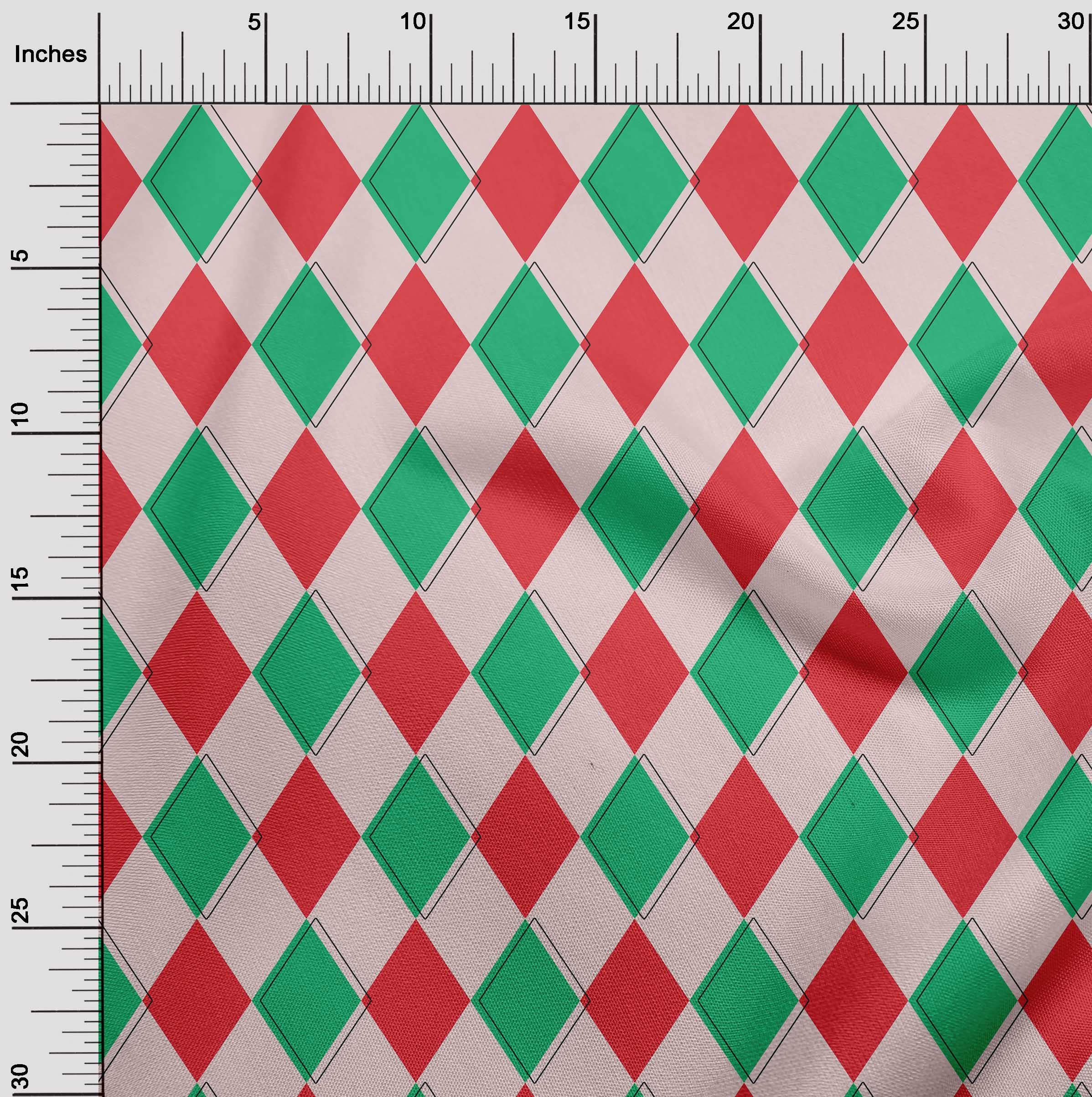 oneOone Rayon Red Argyle Print Fabric by The Yard - 56 Inch Wide for DIY Clothing, Quilting & Sewing Projects - Perfect for Dresses, Skirts & Home Decor