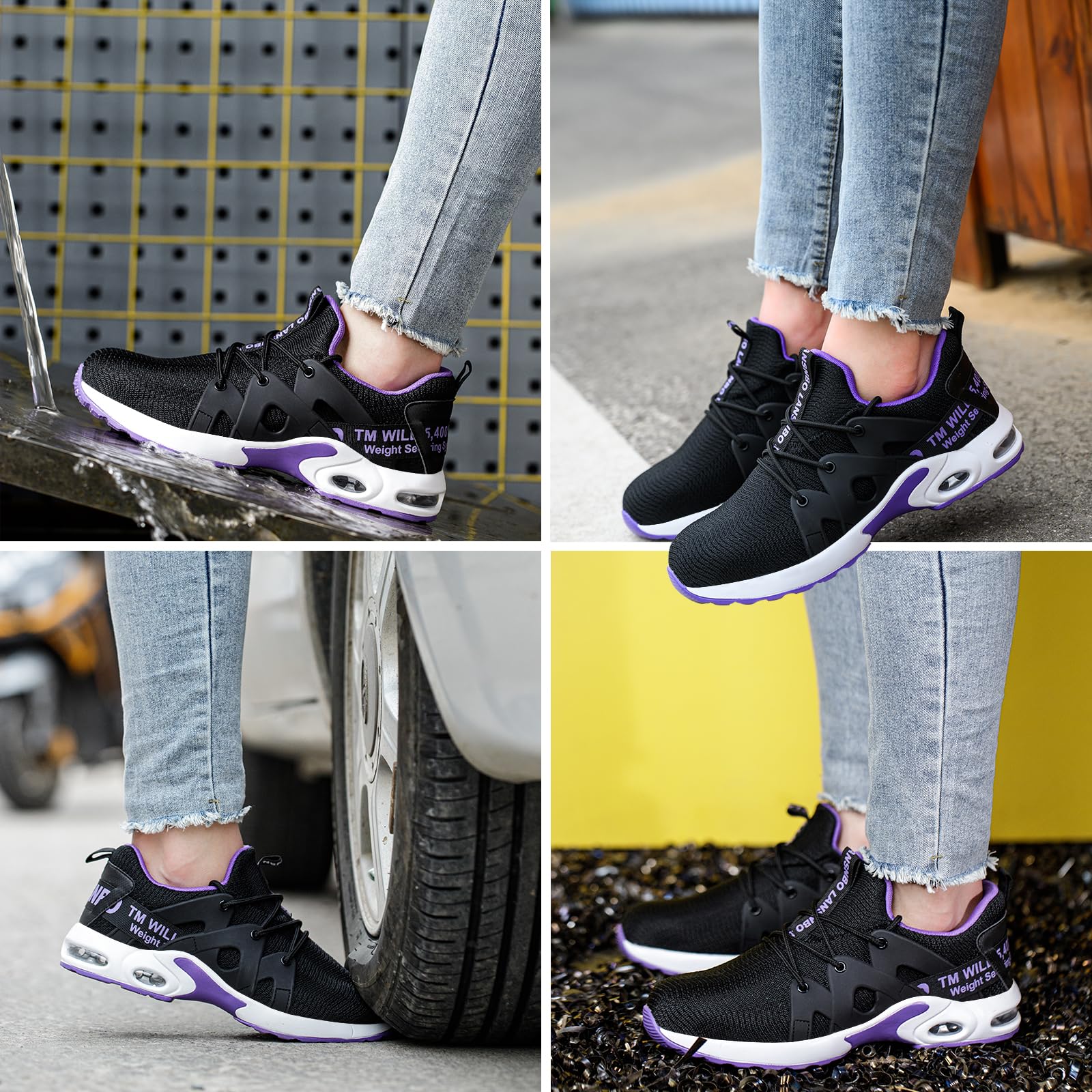 Indestructible Women's Steel Toe Work Shoes - Lightweight Breathable Safety Sneakers with Air Cushion & Composite Toe | Puncture & Slip Resistant | Perfect for Construction, Warehouse & Outdoor Work