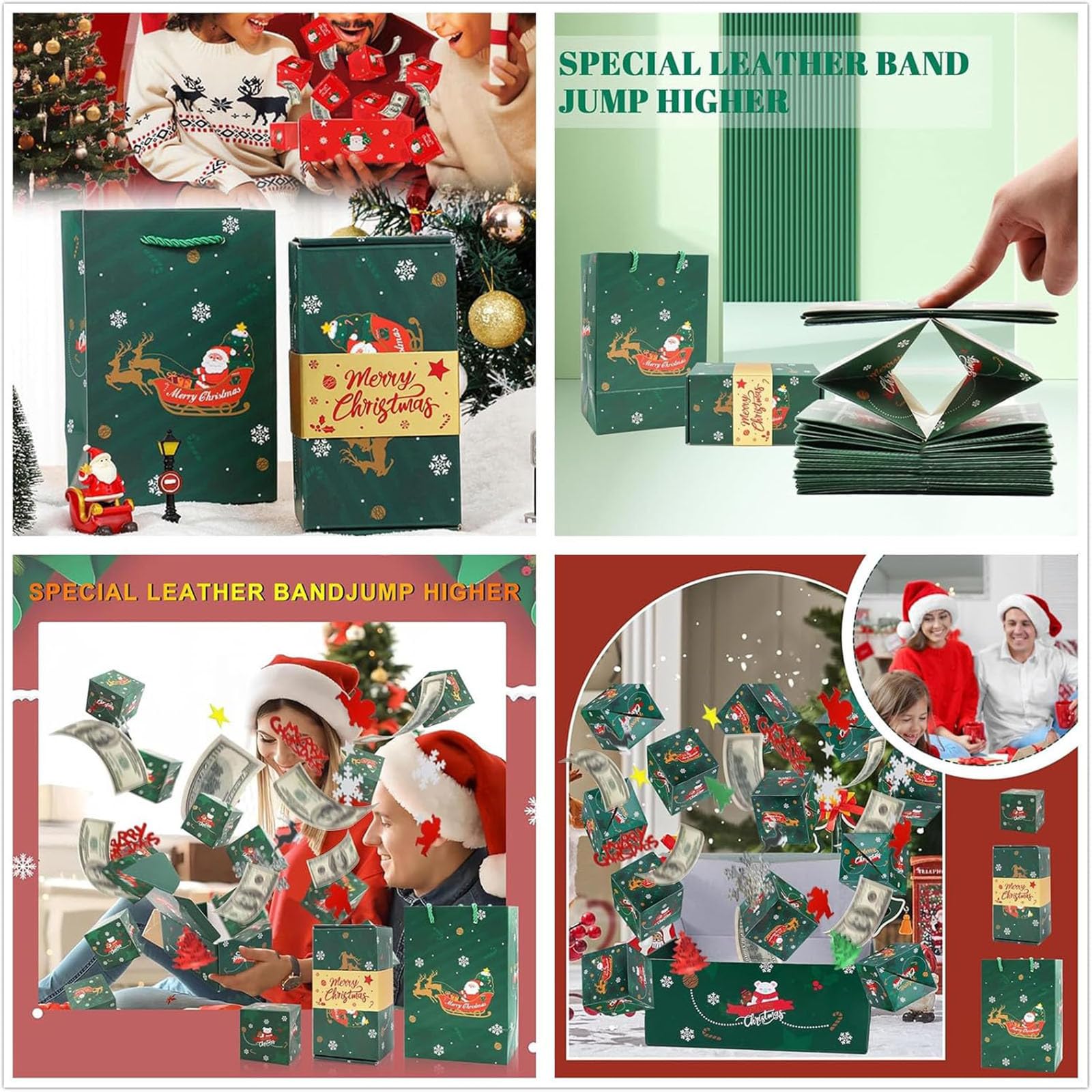 Pop Up Money Gift Box - Surprise Cash Explosion Box for Christmas, Birthday, Anniversary & Valentine's Gifts (Green, 10-Pack) | Perfect for Party Surprises, Graduation Gifts & Special Occasions