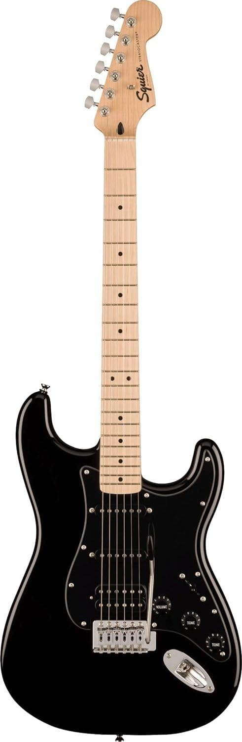 Fender 6 String Solid-Body Electric Guitar - Right Handed, Black with HSS Bridge & Pickups (Model 0373203506) | Perfect for Rock, Blues & Stage Performances