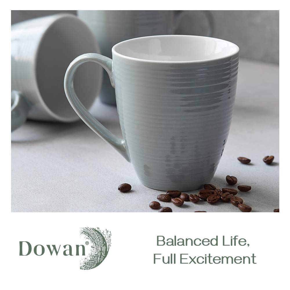DOWAN 17 Oz Ceramic Coffee Mugs Set of 6 - Large Insulated Coffee Cups with Handle for Hot Tea, Cocoa & Beverages - Perfect for Home, Office, Parties & Gifts (Gray)