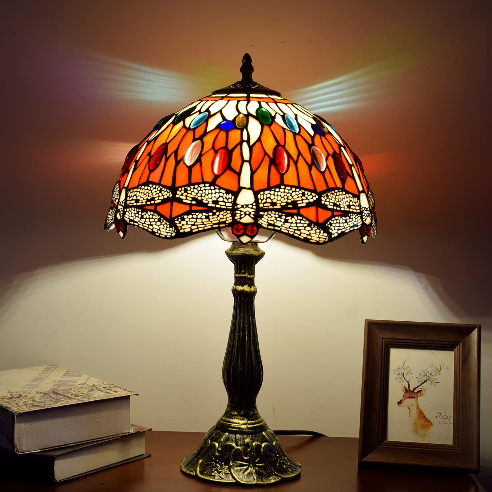 Tiffany Style Dragonfly Stained Glass Table Lamp - 18
