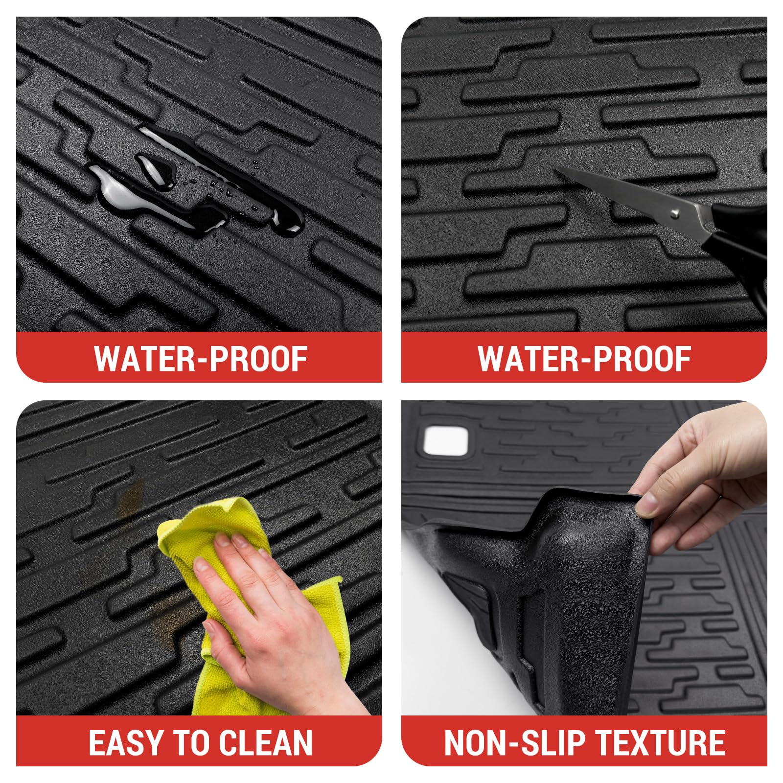 2023-2024 Jeep Wrangler JL Unlimited 4X4 Trunk Mat - Heavy Duty TPE Cargo Liner with Subwoofer Cutout | Waterproof Floor Protection for 4-Door Models (2018-2024) | Perfect for Off-Roading, Camping & Daily Use (Excludes 4XE Models)