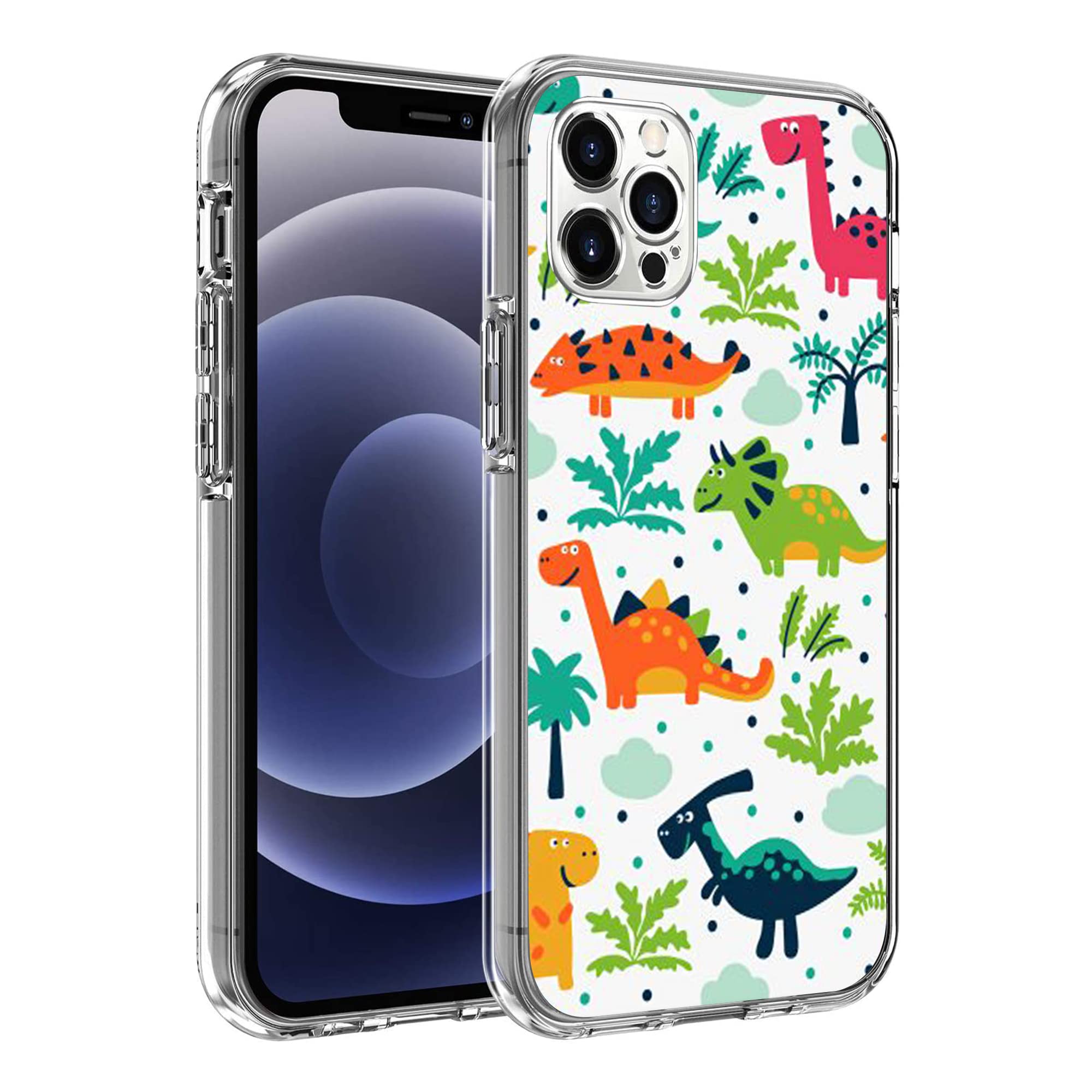 Colorful Funny Cute Cartoon Dinosaur Design Shockproof Case for iPhone 13 Pro Max - Fashionable Protective Cover for Women & Girls - Perfect for Daily Use, School, Work and Outdoor Activities