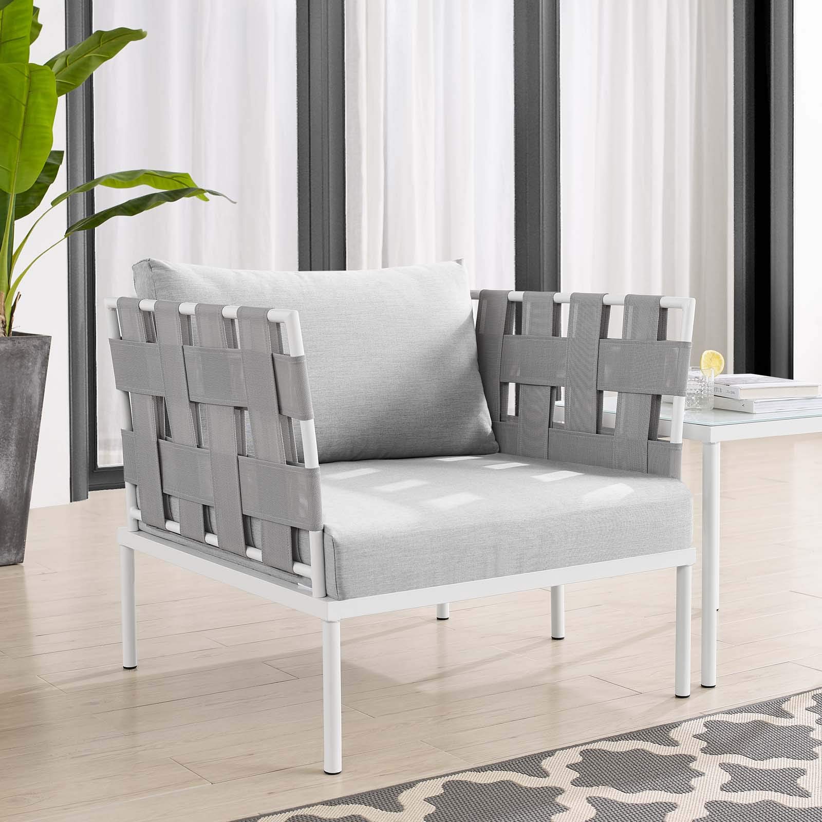 Modway Harmony Outdoor Patio Aluminum Armchair - Durable Gray Aluminum Frame, Weather-Resistant, Comfortable Seating for Garden, Poolside & Backyard Relaxation